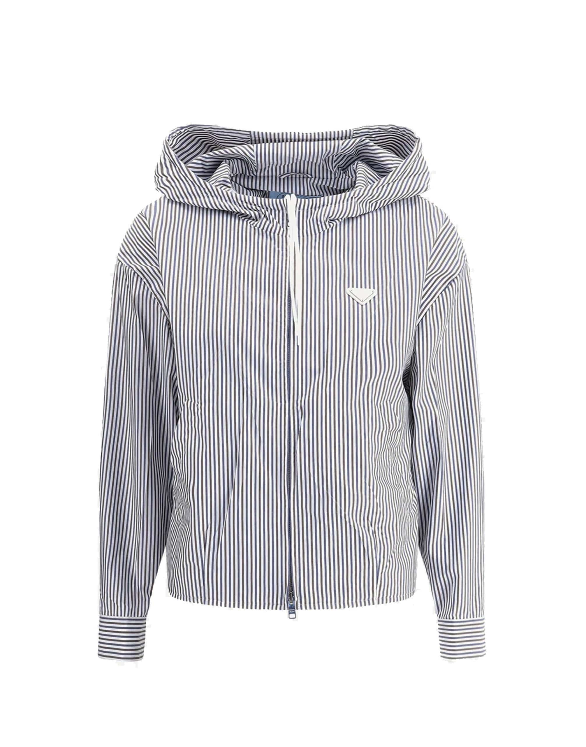 Prada Striped Hooded Zip Jacket