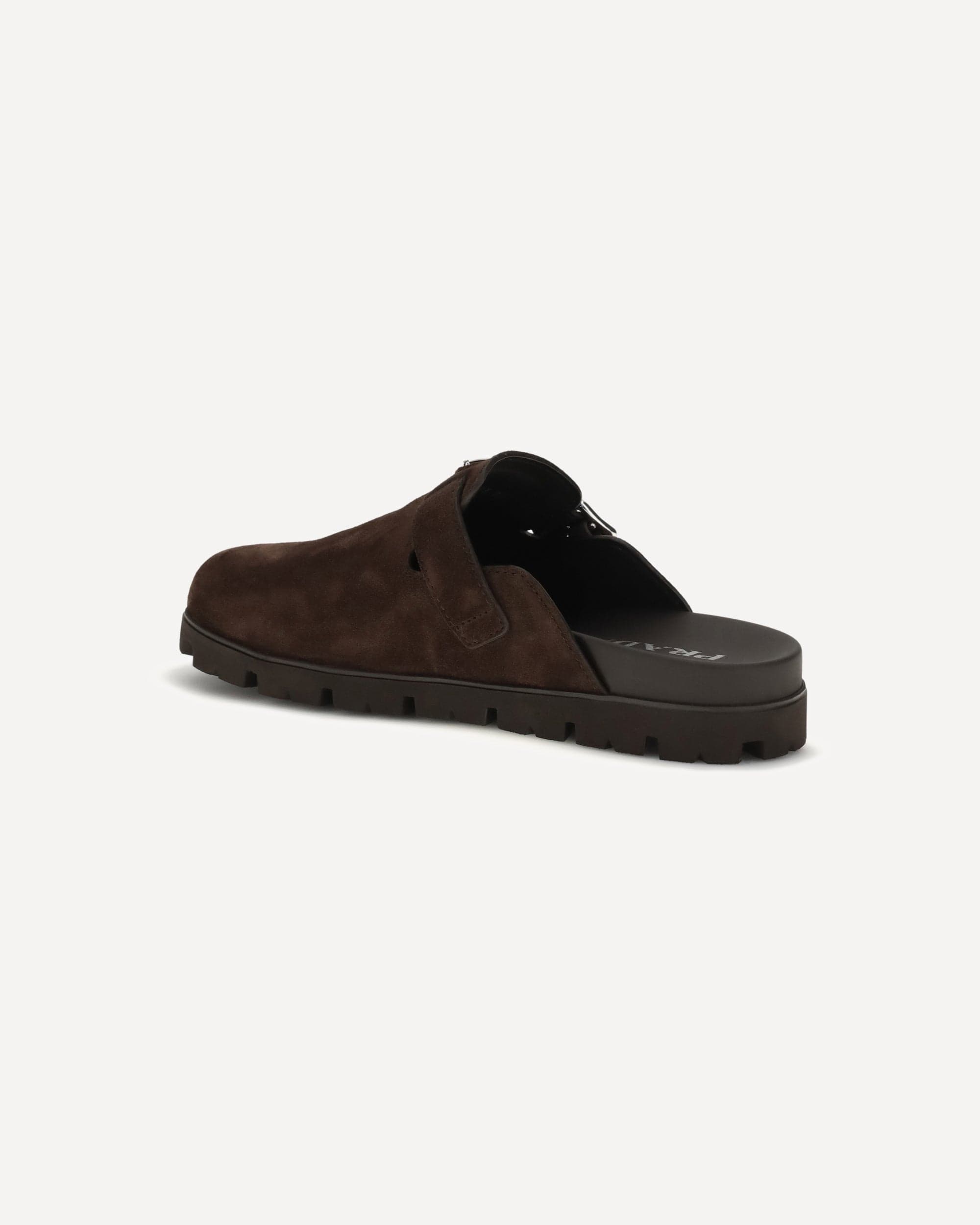Prada Prada Suede Triangle Logo Mules