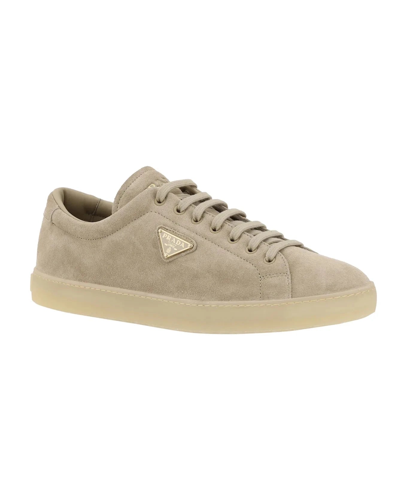Prada Triangle-Logo Suede Sneakers