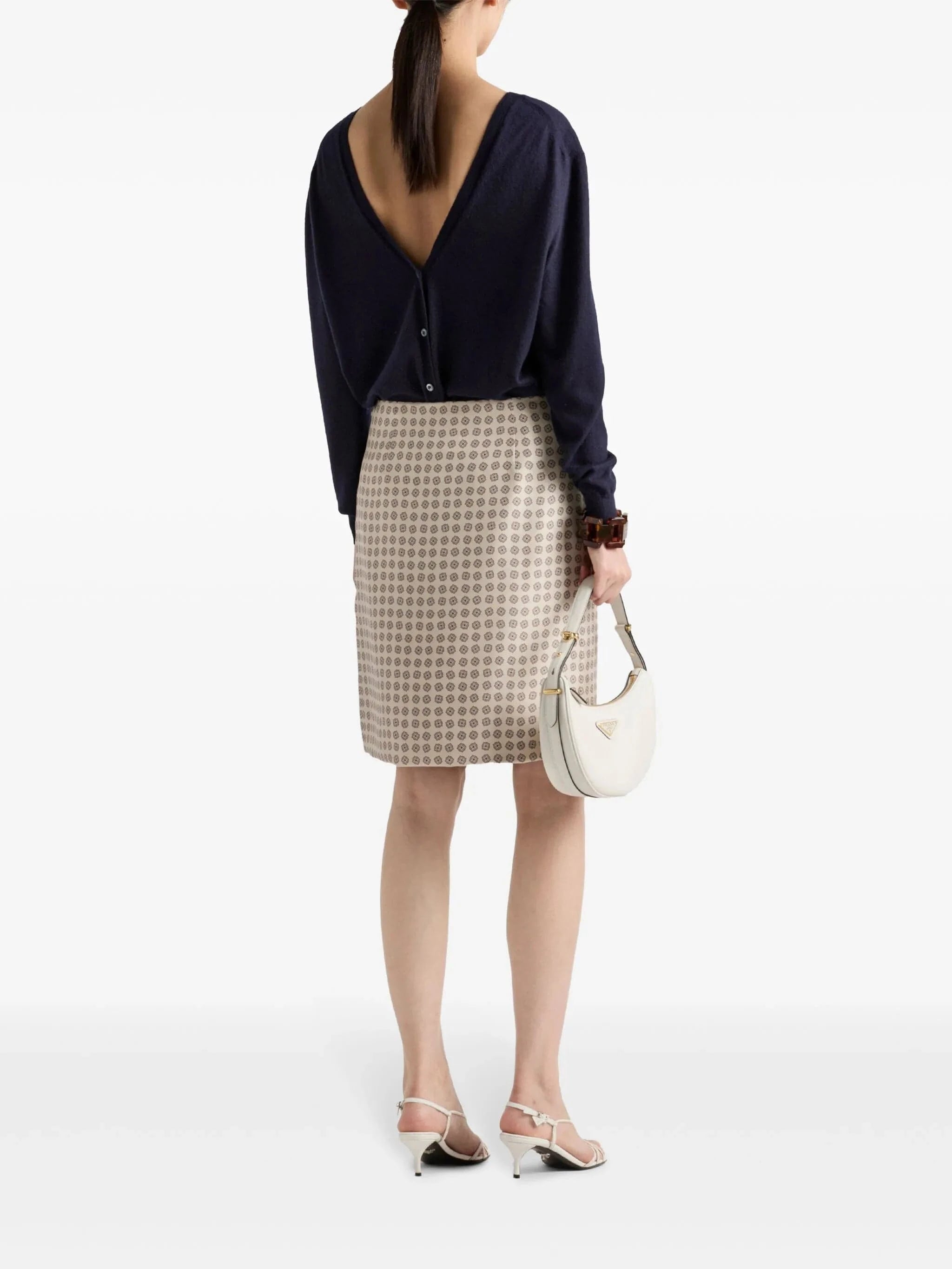 PRADA Vネック ニット カシミヤ100% 44 グレー カシミヤ Vネック セーター | PRADA