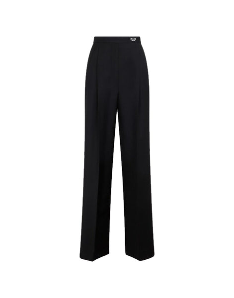 Prada Calça clássica de lã Prada com logo | Sendegaro BR