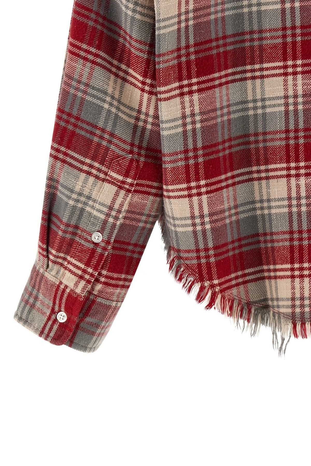 R13 R13 Check Print Fringed Crop Shirt