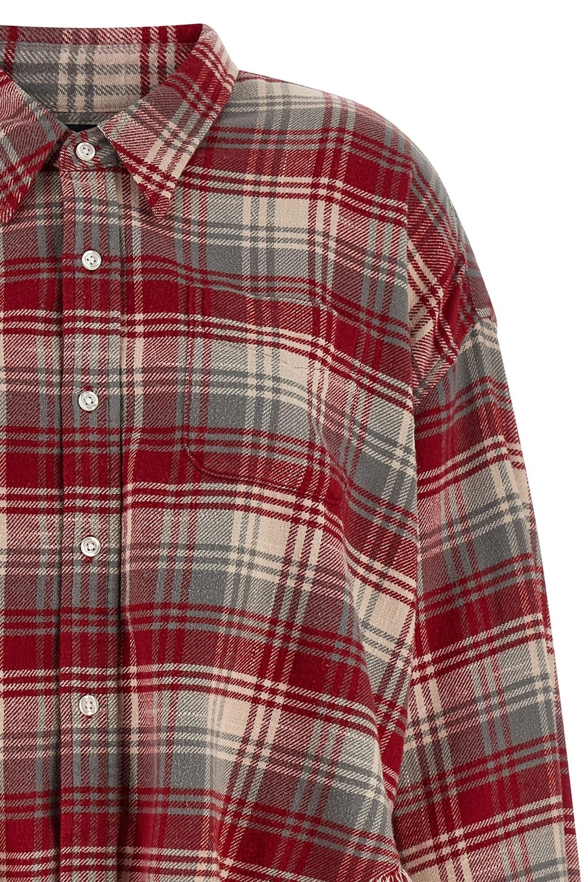 R13 R13 Check Print Fringed Crop Shirt