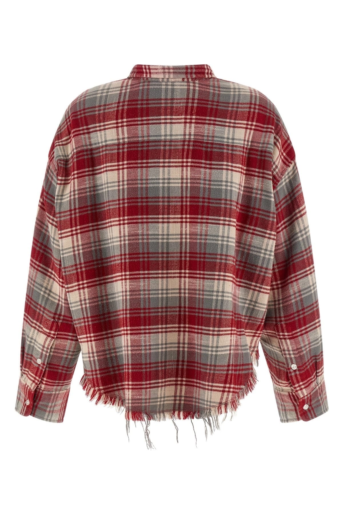 R13 R13 Check Print Fringed Crop Shirt