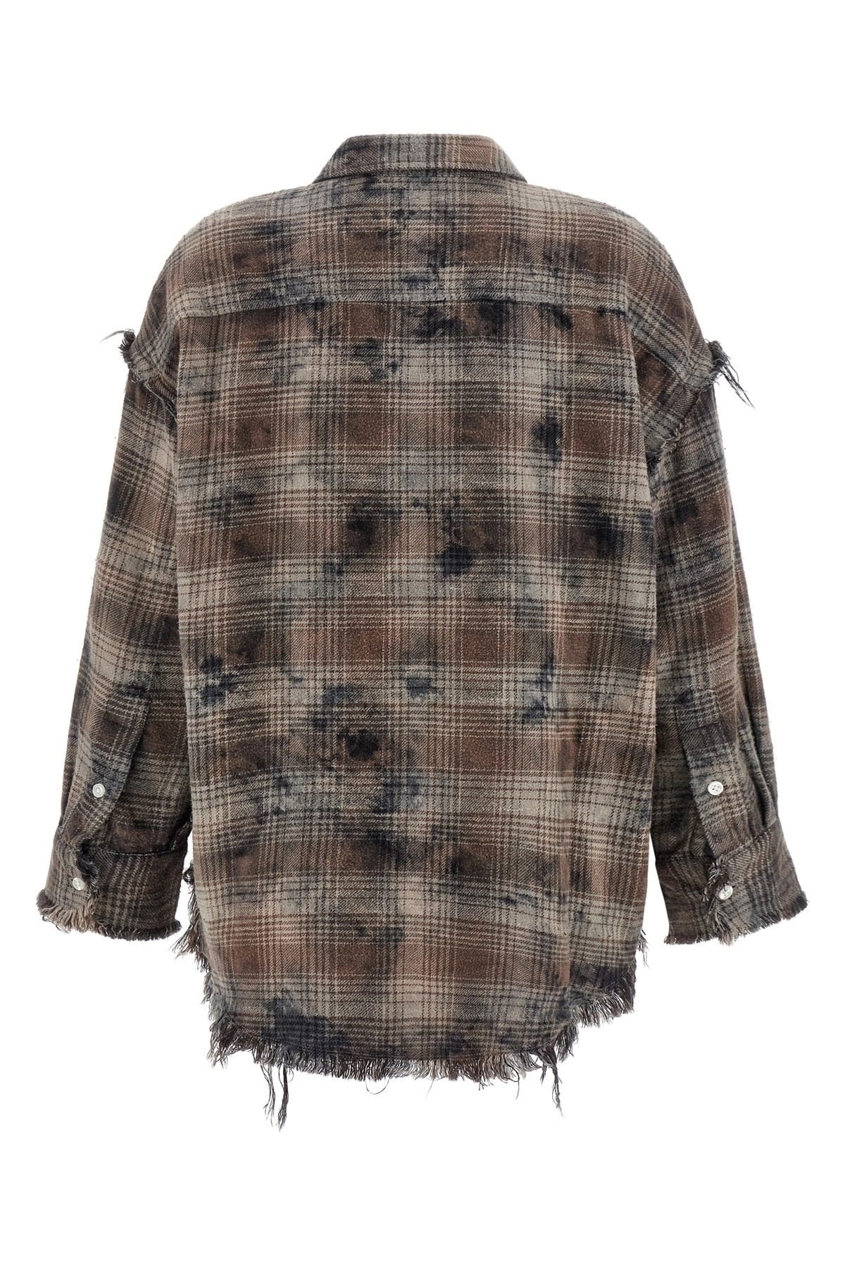 R13 R13 Check Print Fringed Shirt