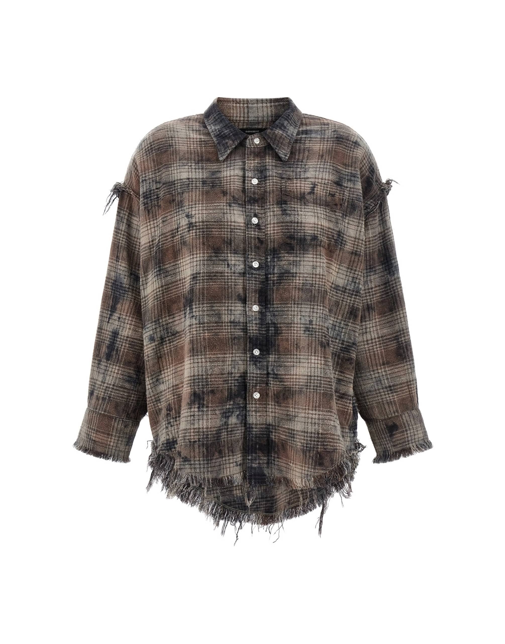 R13 R13 Check Print Fringed Shirt