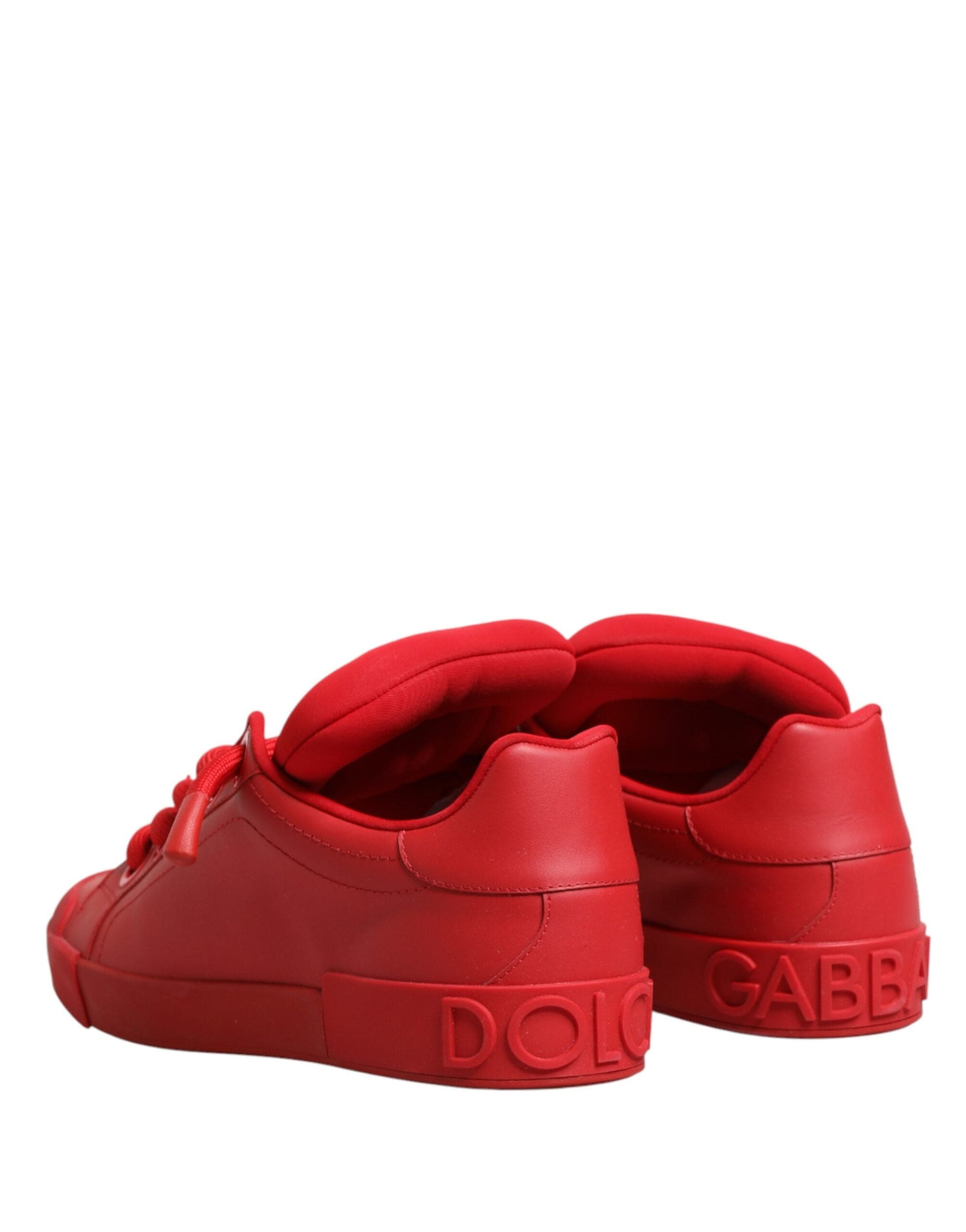 Dolce & Gabbana Baskets basses en cuir rouge à lacets