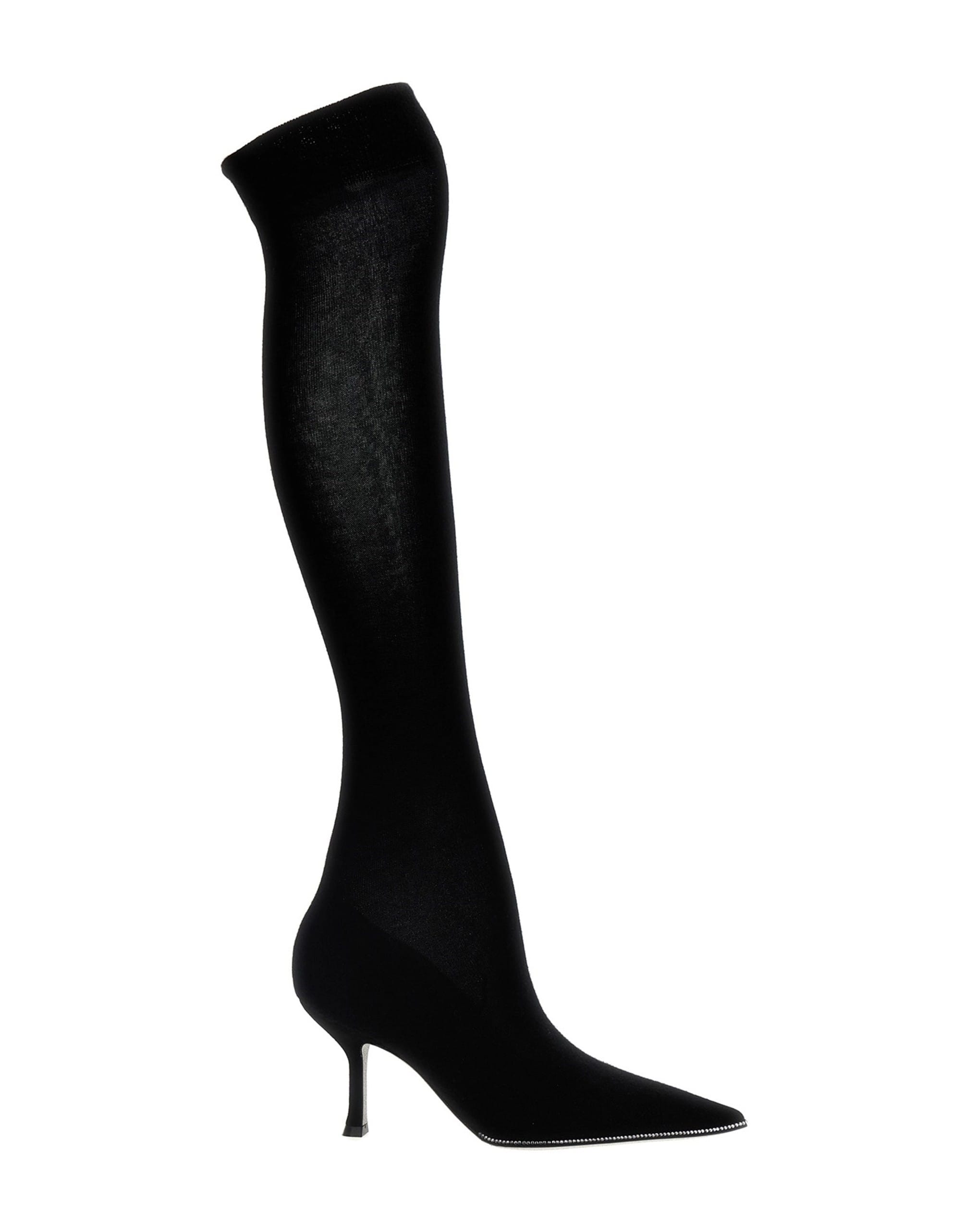 RENE CAOVILLA RENE CAOVILLA Rhinestone Knitted Over-The-Knee Boots