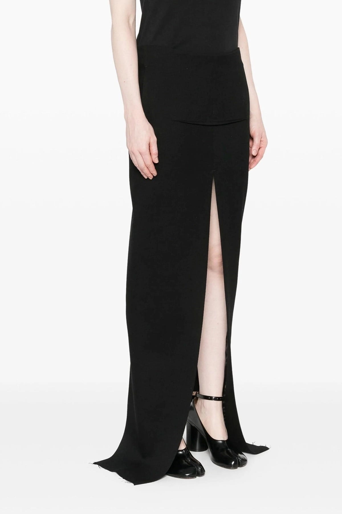 Rick Owens Black Sliced Wool Skirt - alternate view
