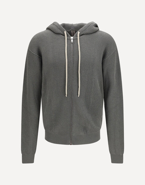 Rick Owens Ribbed Virgin Wool Knit Hoodie | Sendegaro ES