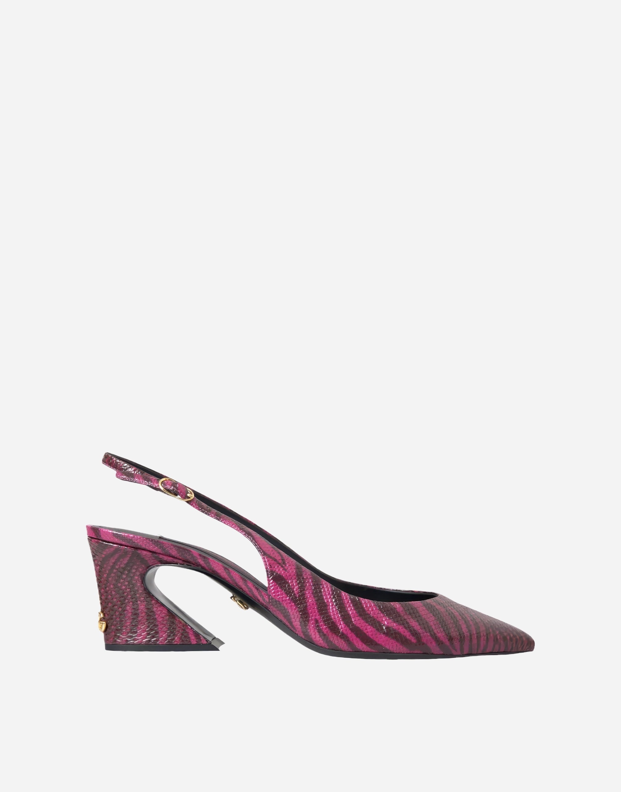 Maroon Zebra Leder Heels Slingbacks Schuhe