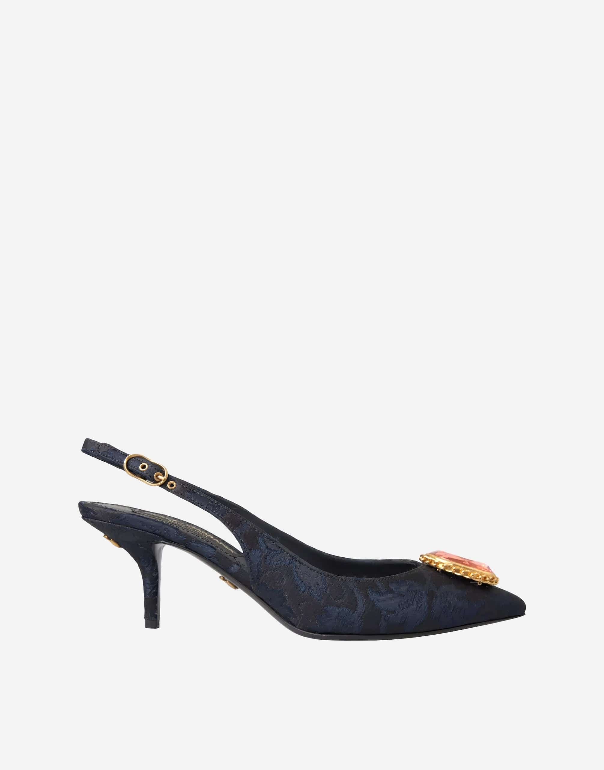 Chaussures de talon Blue Jacquard Crystal Slingback