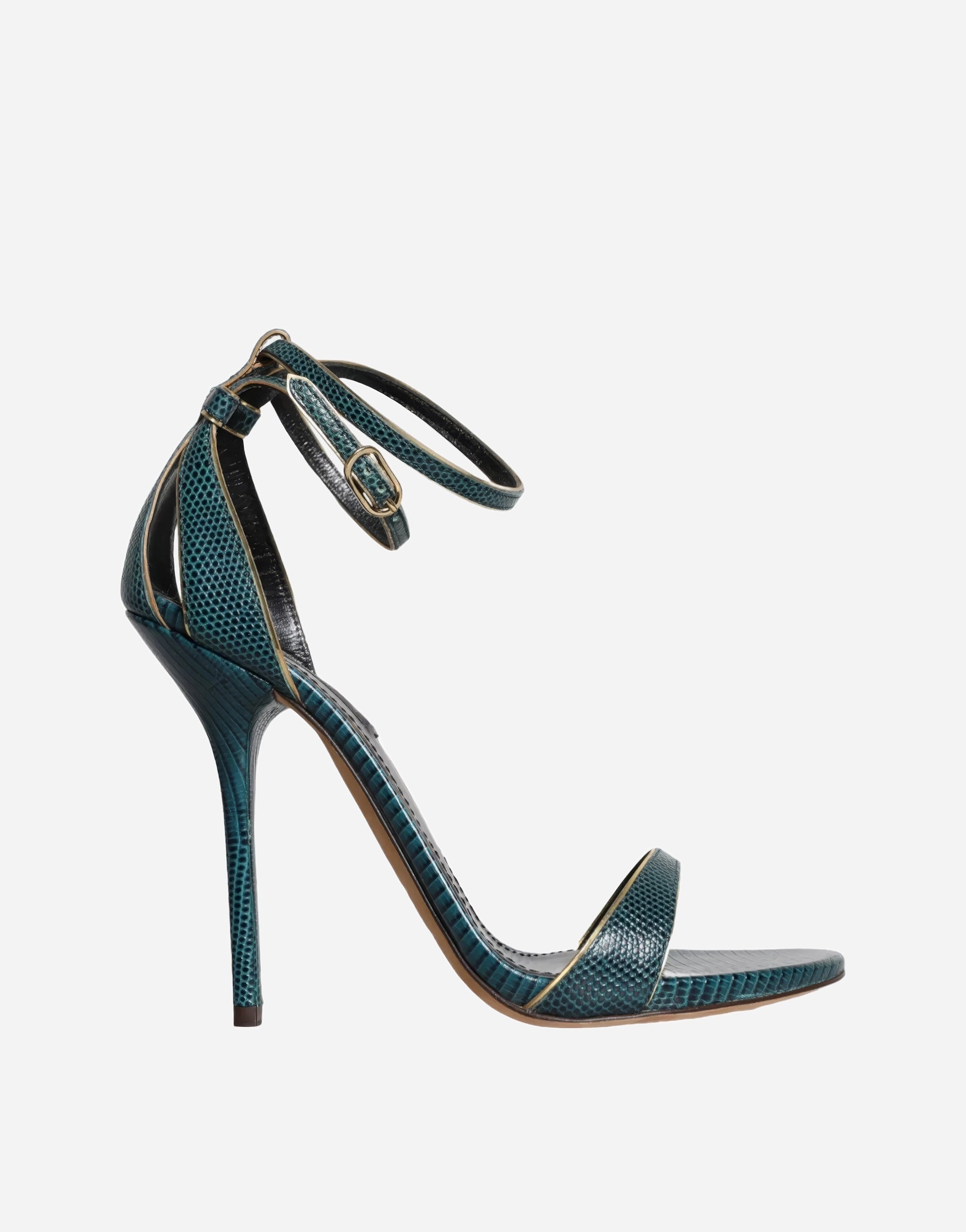 High-Heel Sandals With Iguana Pattern