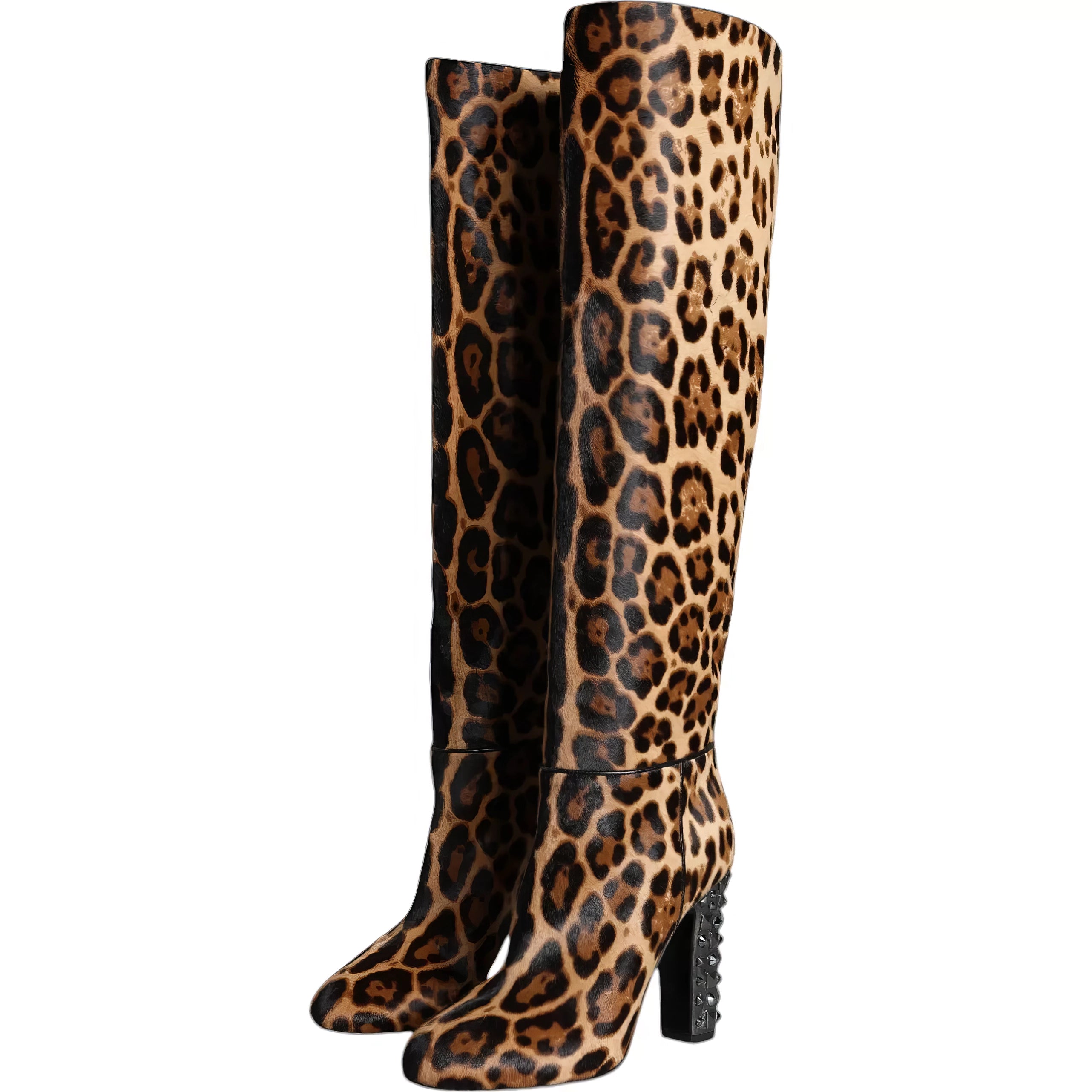 Botas de pelo de pony estampado de leopardo