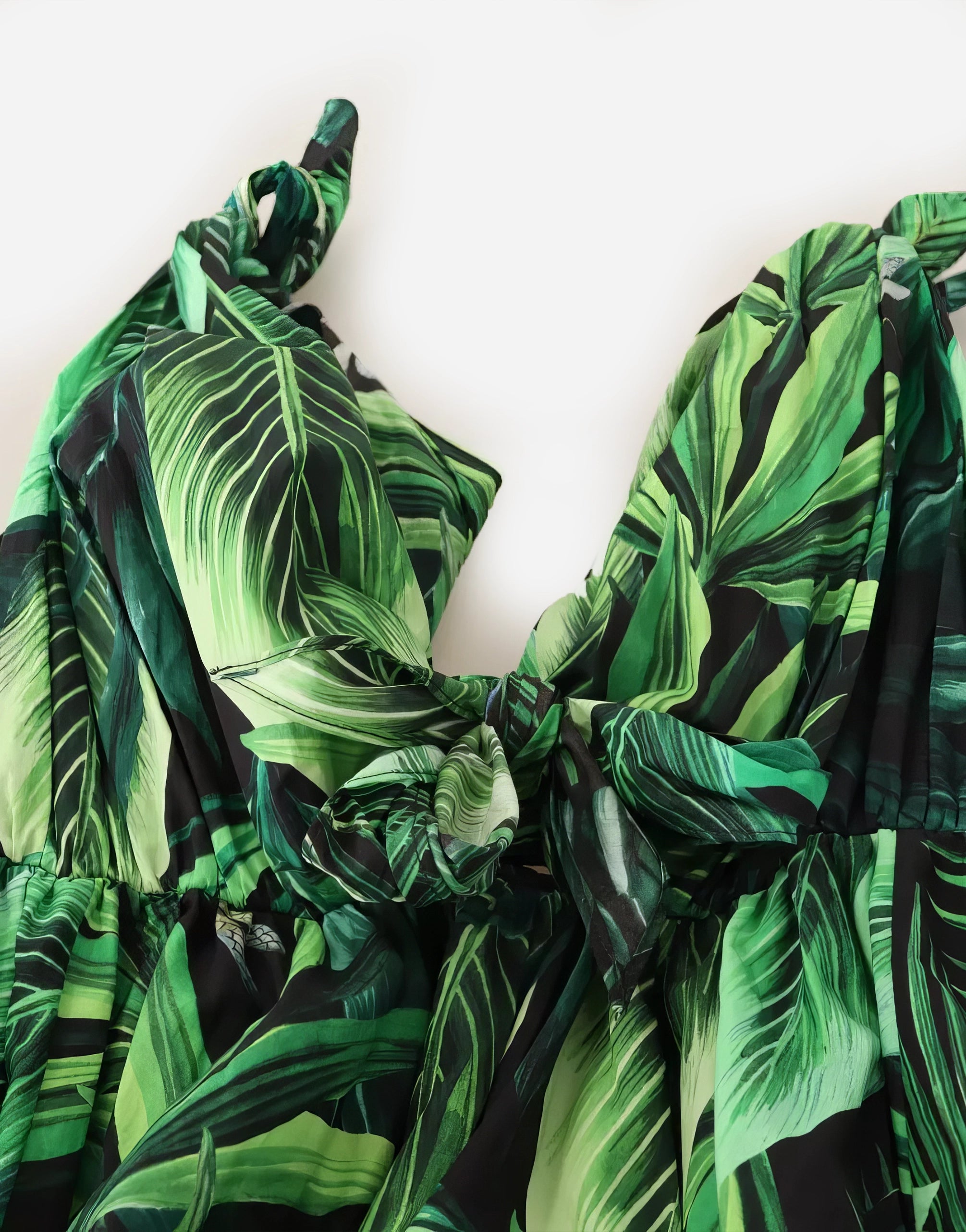 Short Poplin Dress With Leaf Print