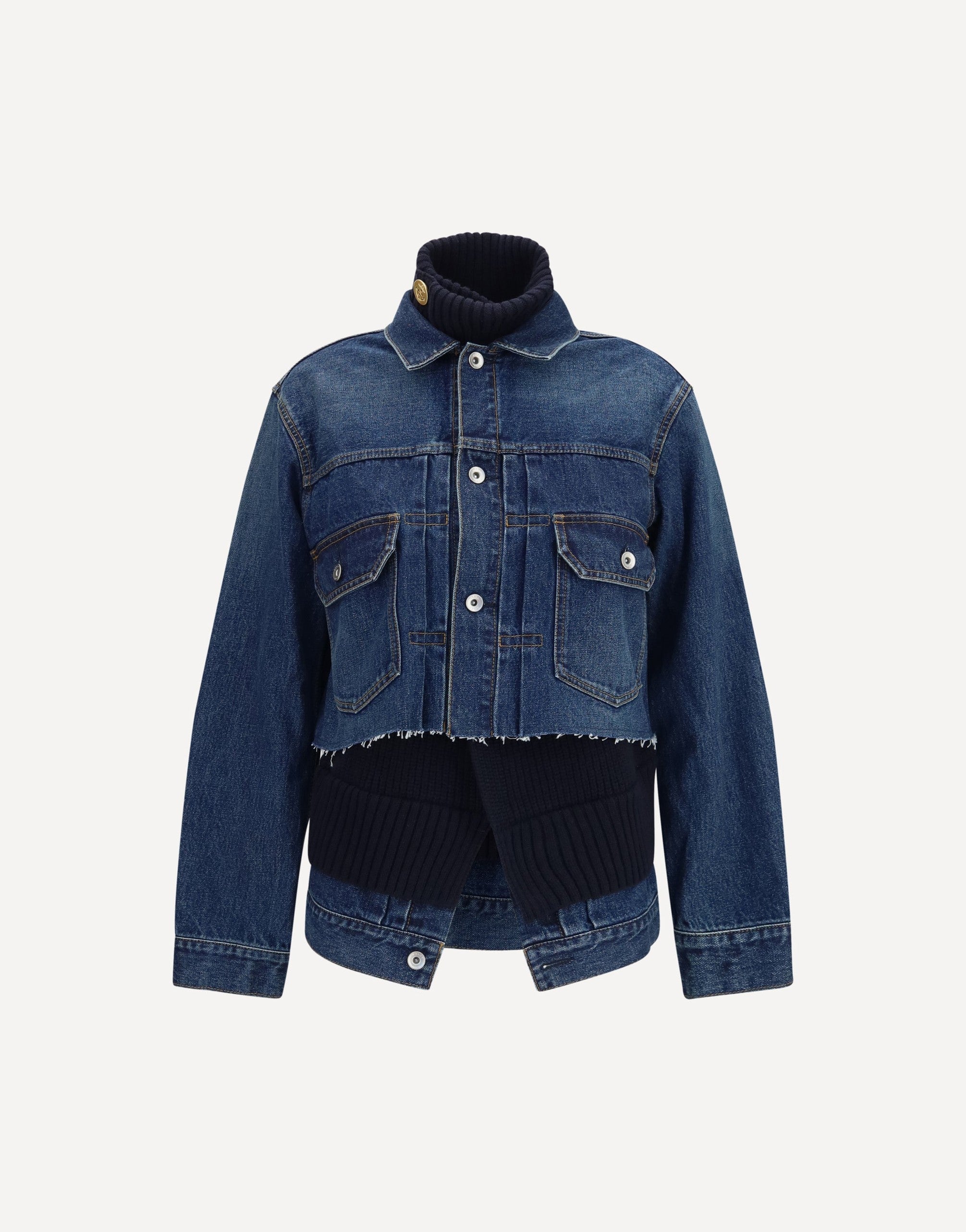 Sacai Denim Jacket With Wool Knit Layer | Sendegaro