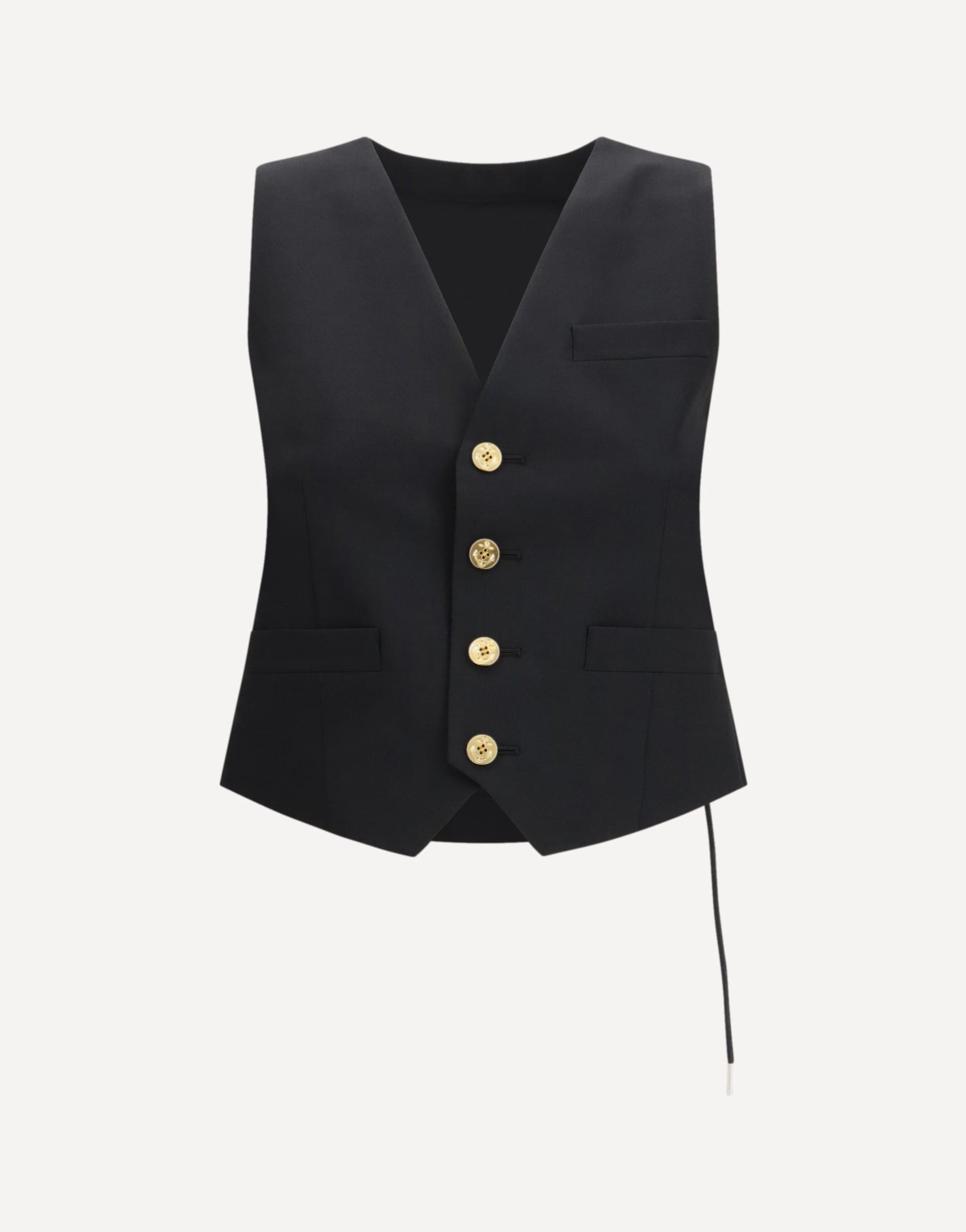 Sacai Twill V-Neck Vest With Drawstring