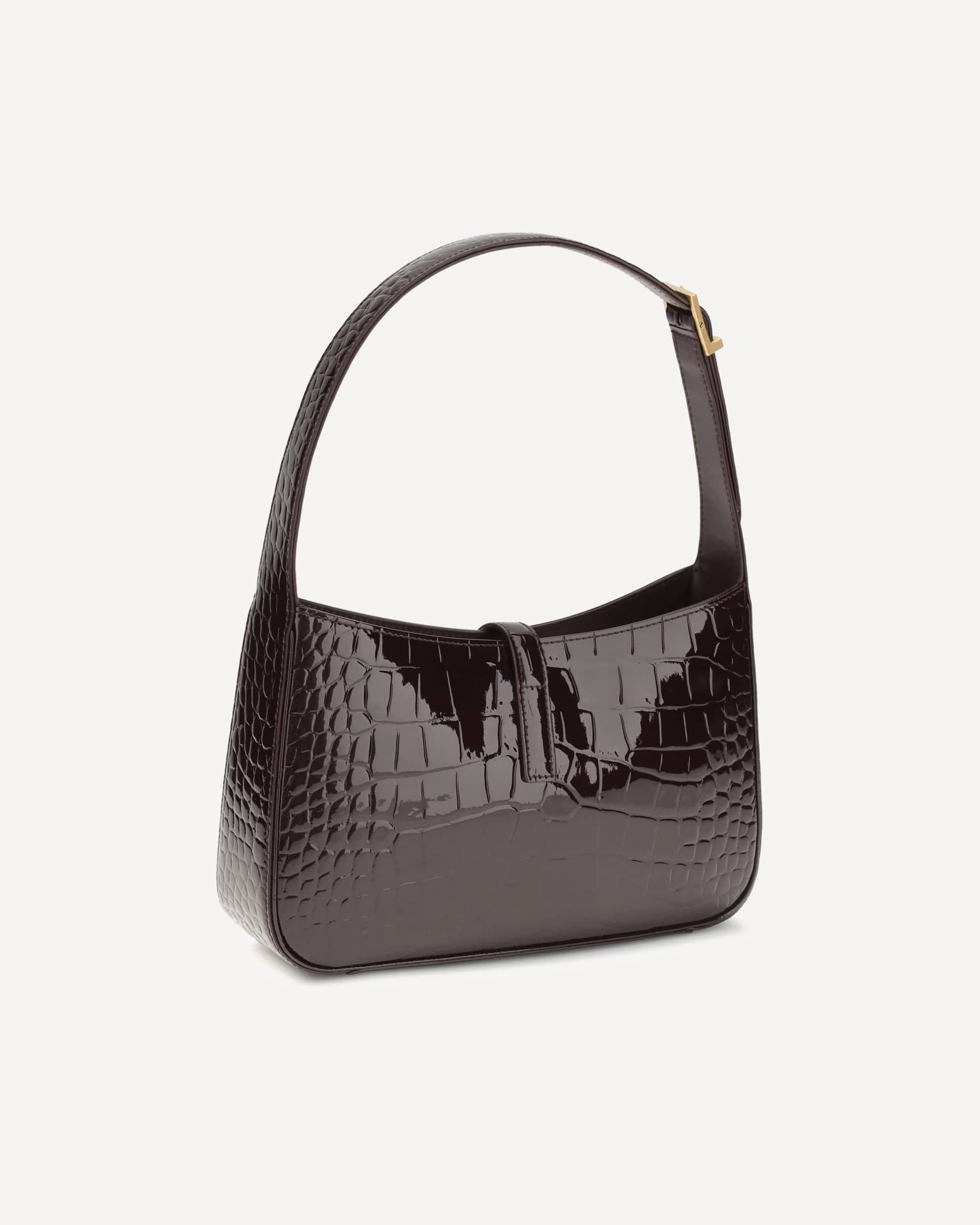 Saint Laurent 5 à 7 Shoulder Bag Crocodile-Embossed Patent Leather