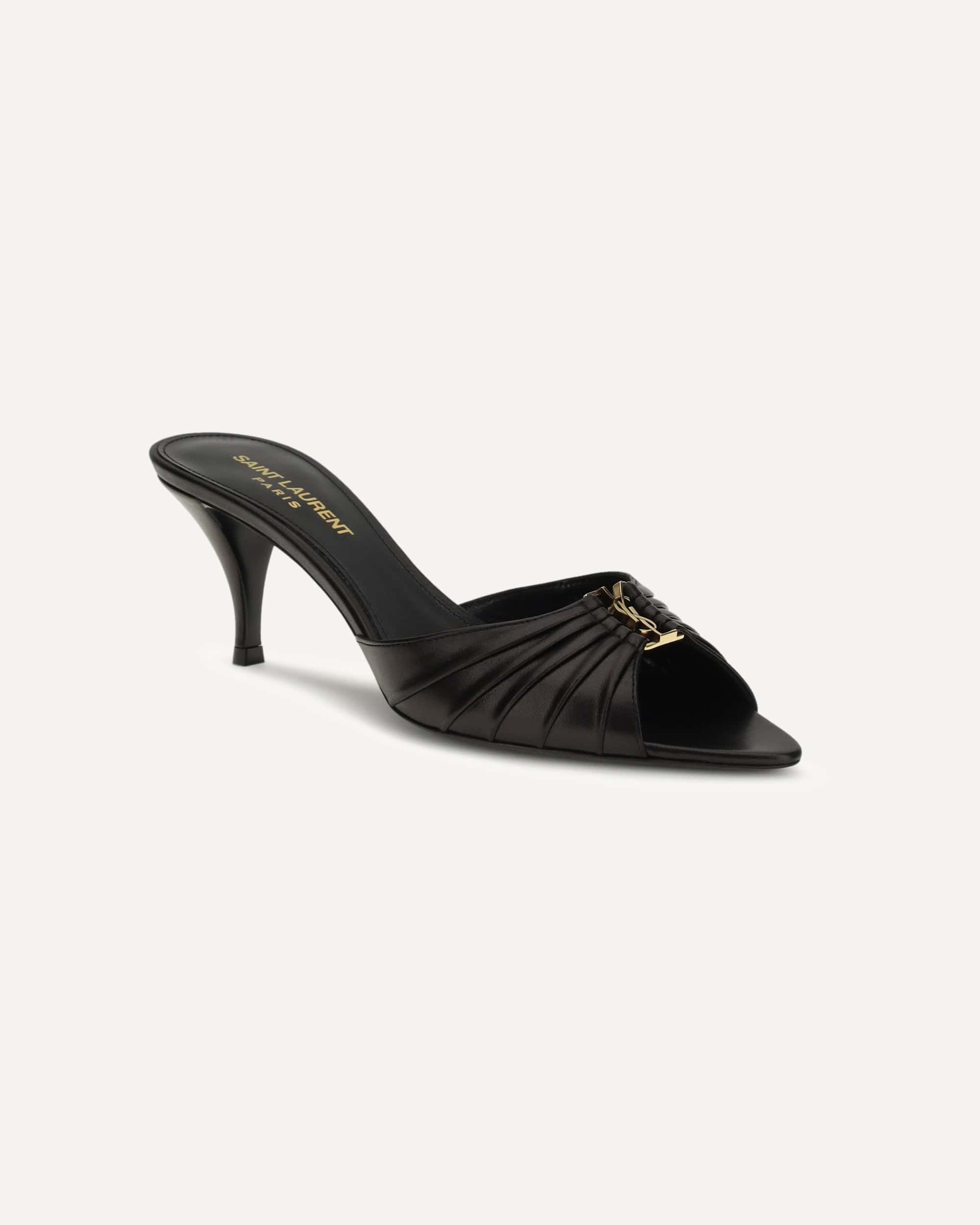 Saint Laurent Babylone Cassandre Peep-Toe Sandals - alternate view