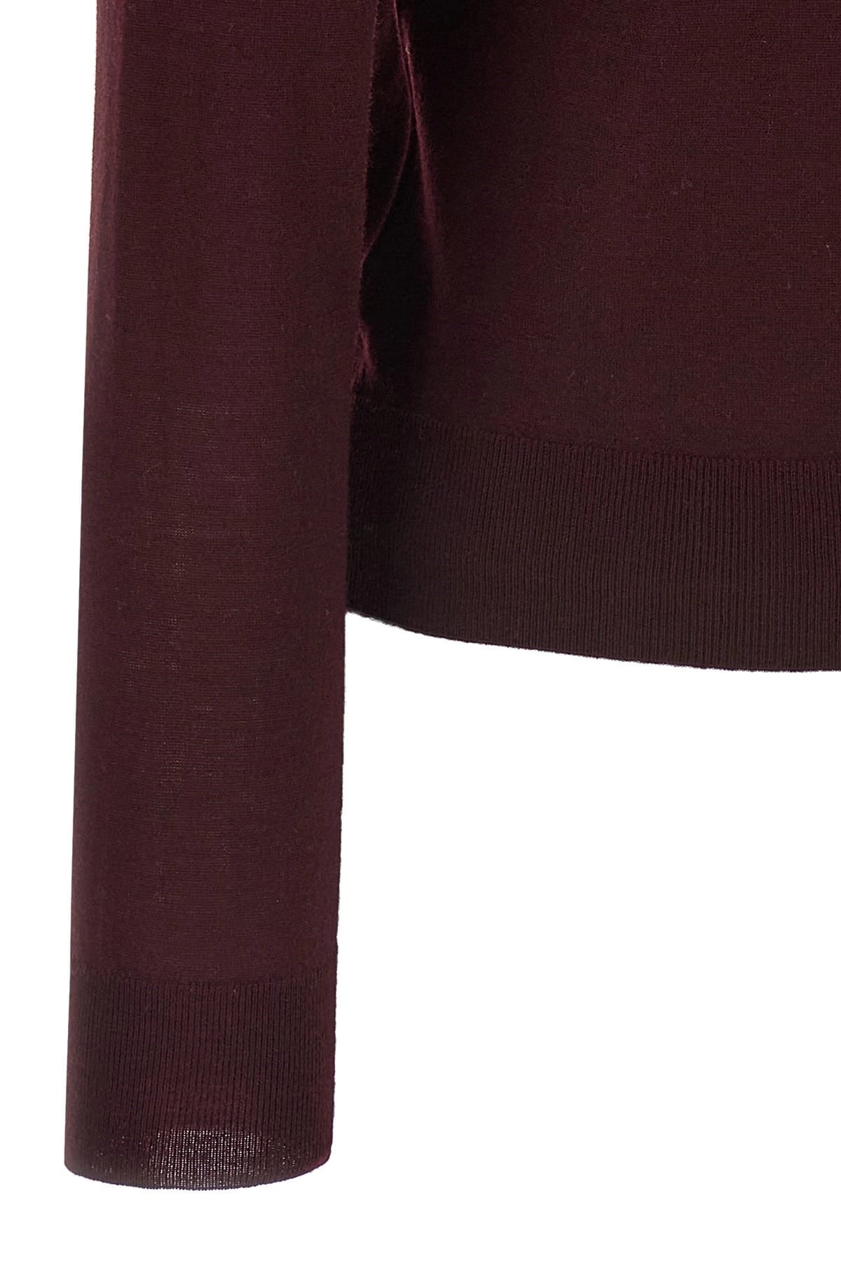 Saint Laurent Saint Laurent Bordeaux Virgin Wool V-Neck Sweater