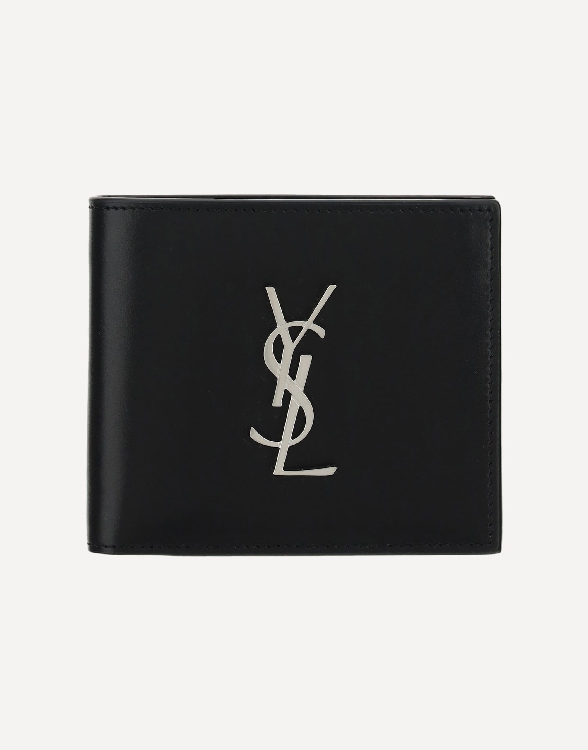 SAINT LAURENT カーフスキン ブラック　二つ折り　折り財布 Saint Laurent カーフスキン二つ折り財布 | Sendegaro JP