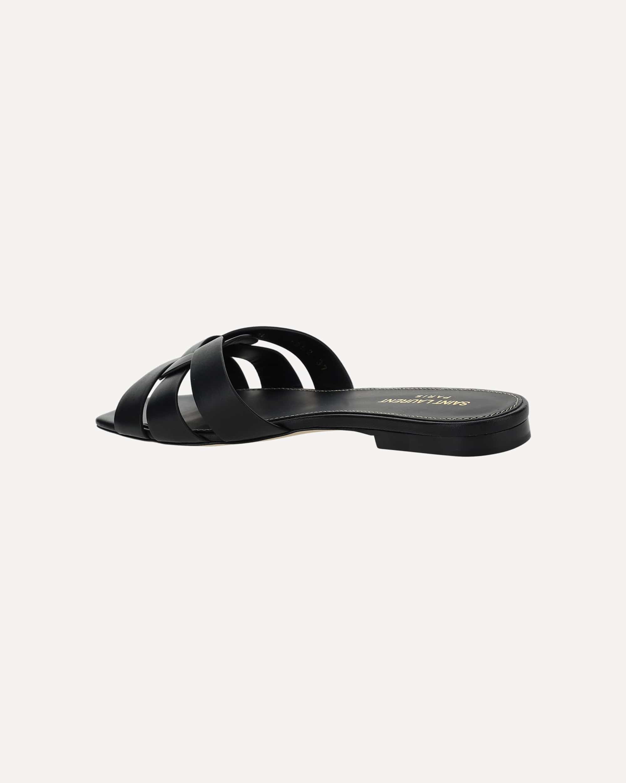 Saint Laurent Calfskin Sandals With Braided Front