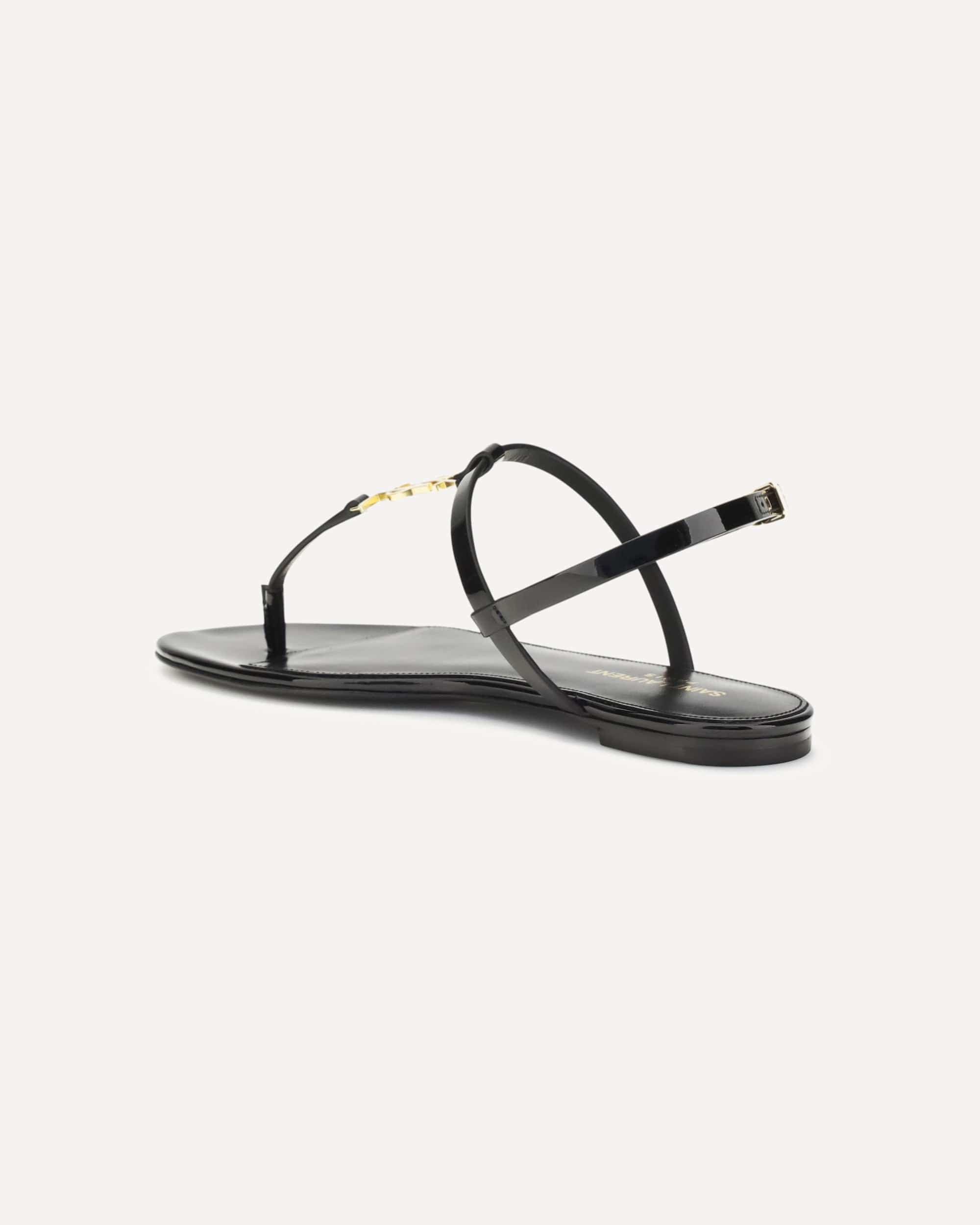 Saint Laurent Cassandra Patent Leather T-Strap Sandals