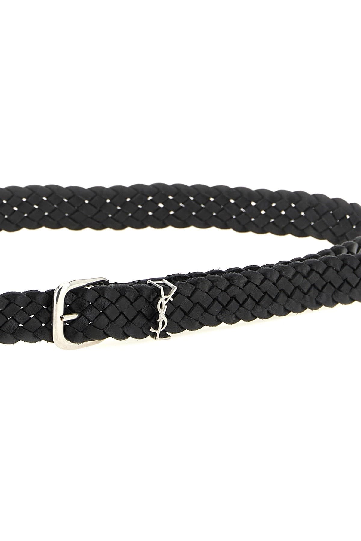 Saint Laurent Saint Laurent Cassandre Braided Leather Belt