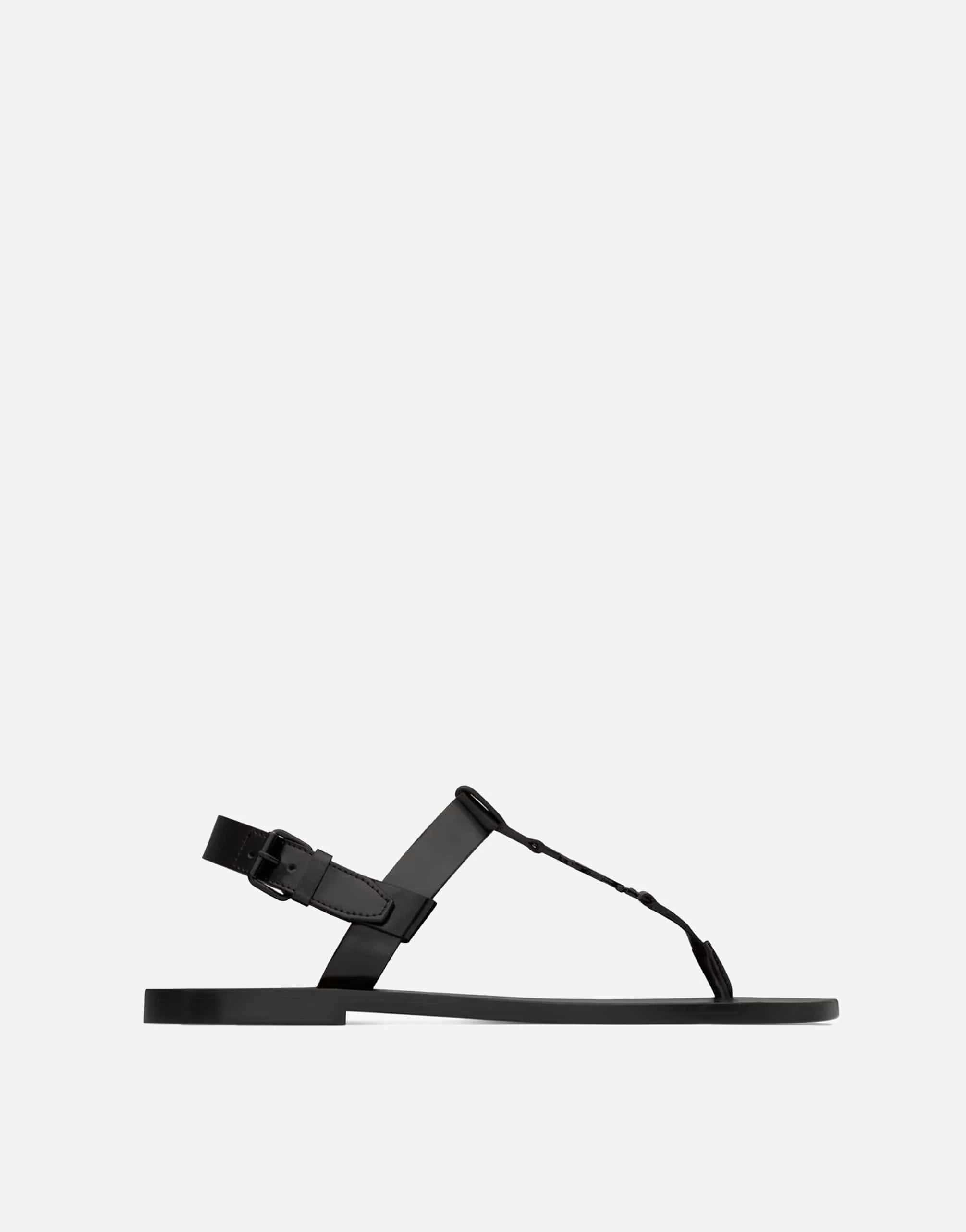 Saint Laurent Cassandre Glazed Leather Sandals