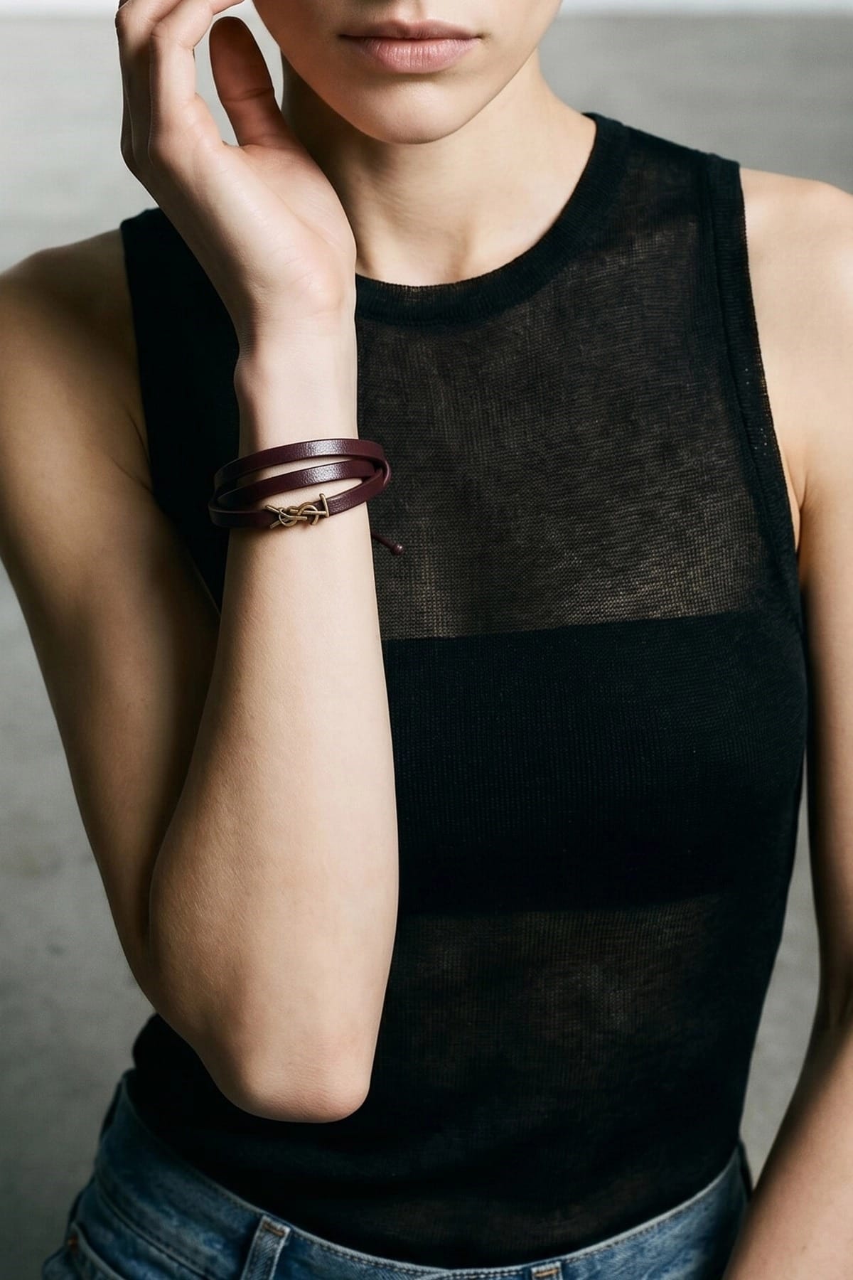 Saint Laurent Cassandre Leather Bracelet - alternate view