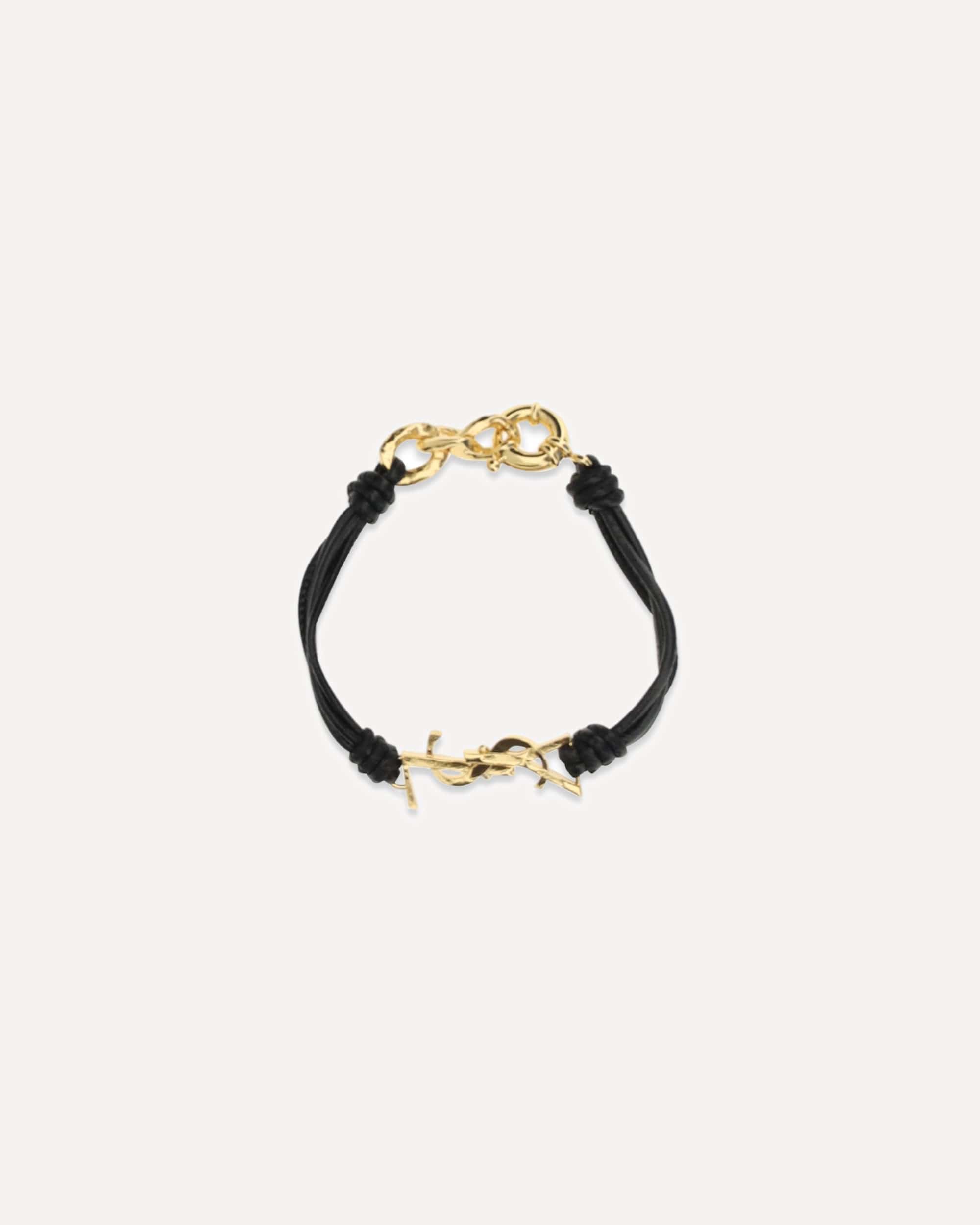Saint Laurent Cassandre Multi-Wrap Leather Bracelet - alternate view