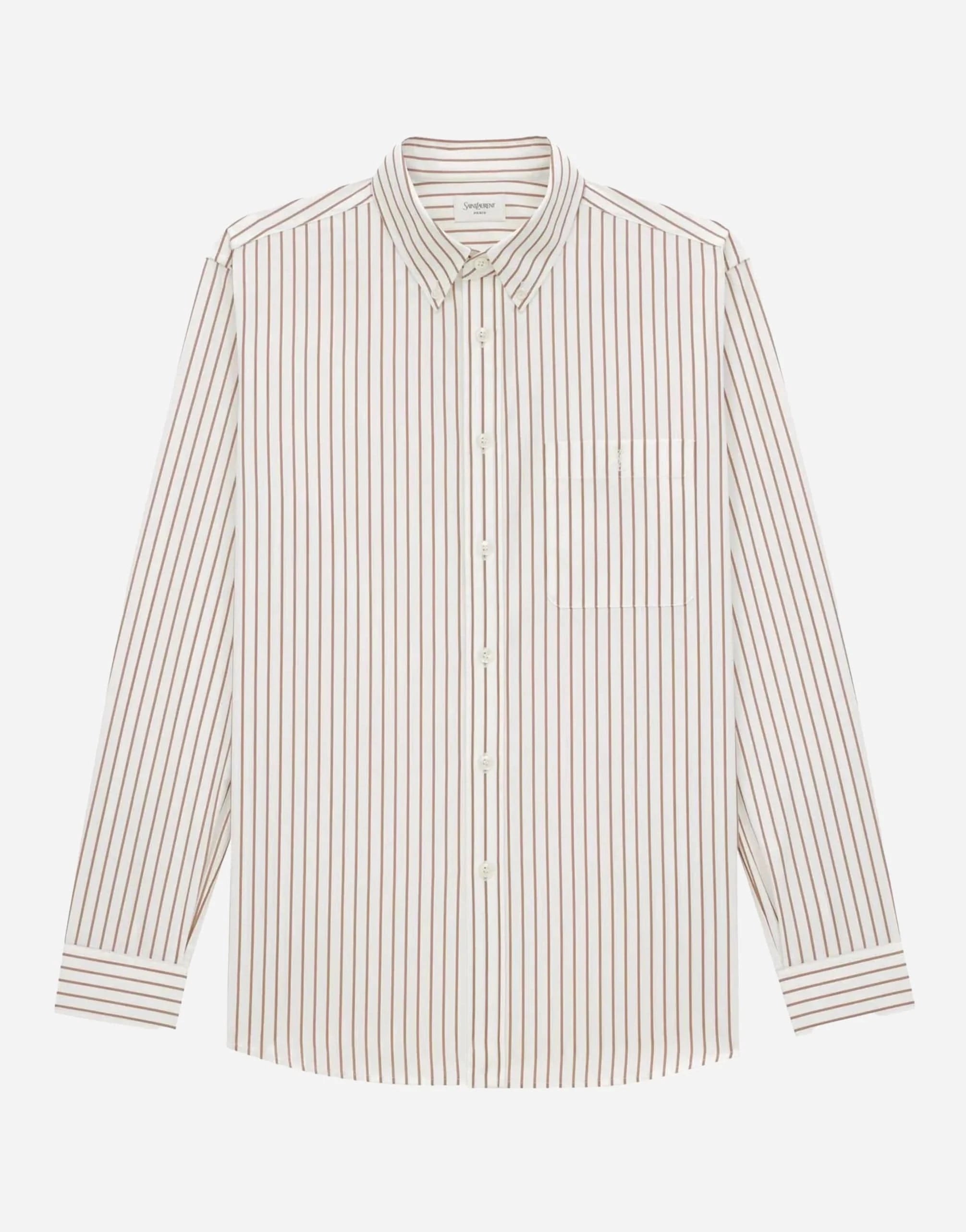 Saint Laurent Cassandre Striped Cotton Shirt
