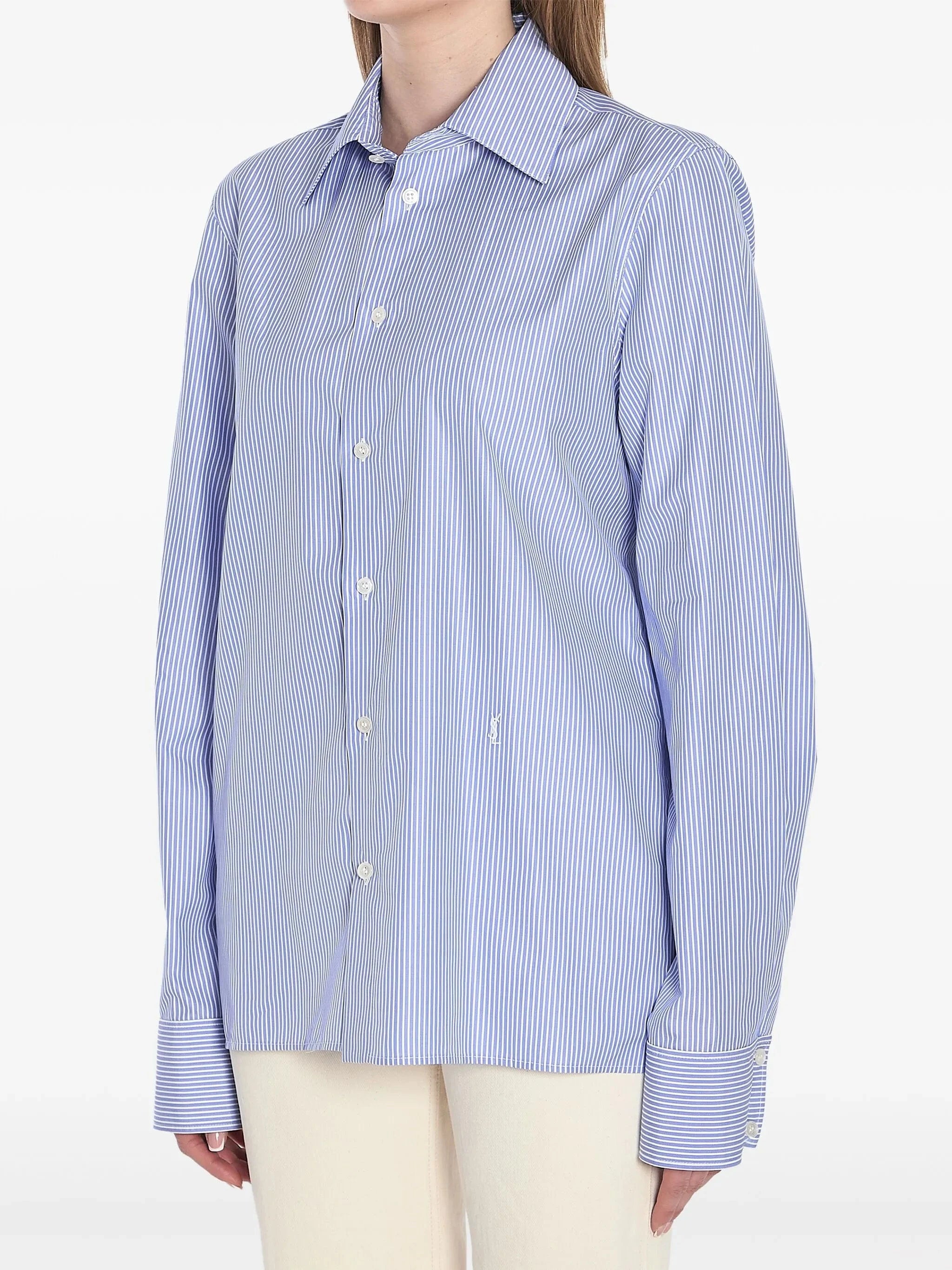 Saint Laurent Cassandre Striped Poplin Shirt