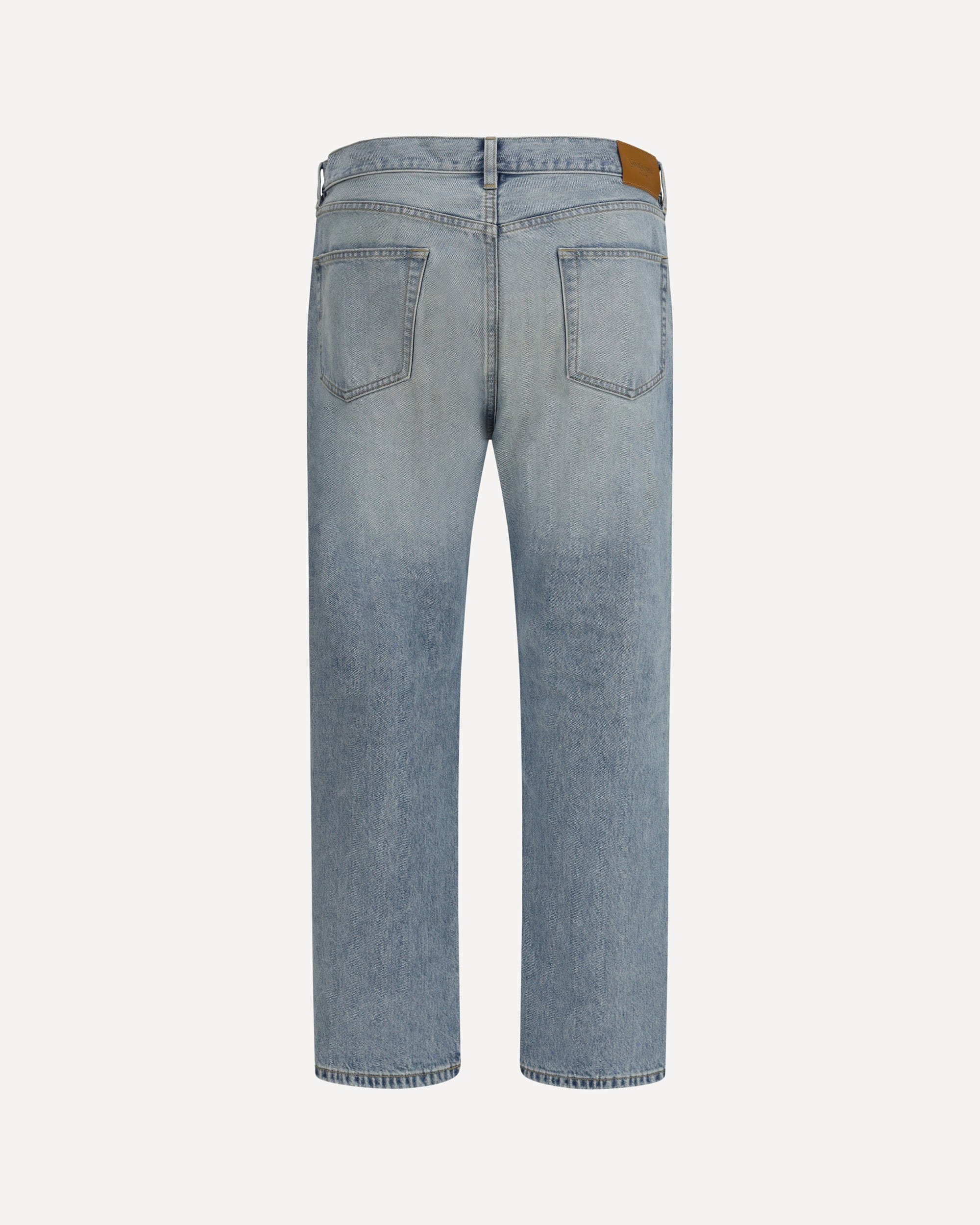 Cotton Denim Jeans With Stonewashed Finish - alternate view