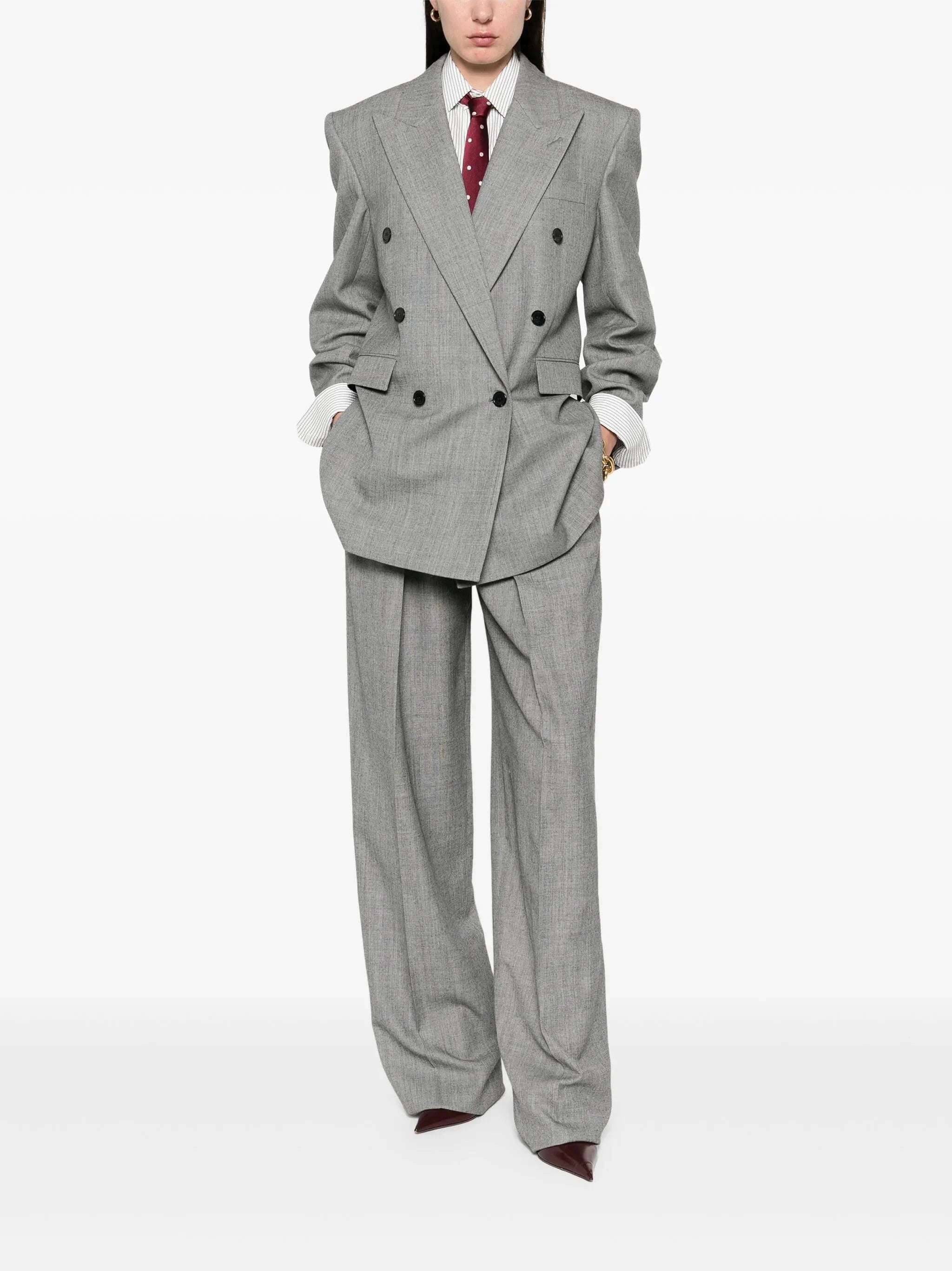 Saint Laurent Double-Breasted Twill Wool Blazer Jacket