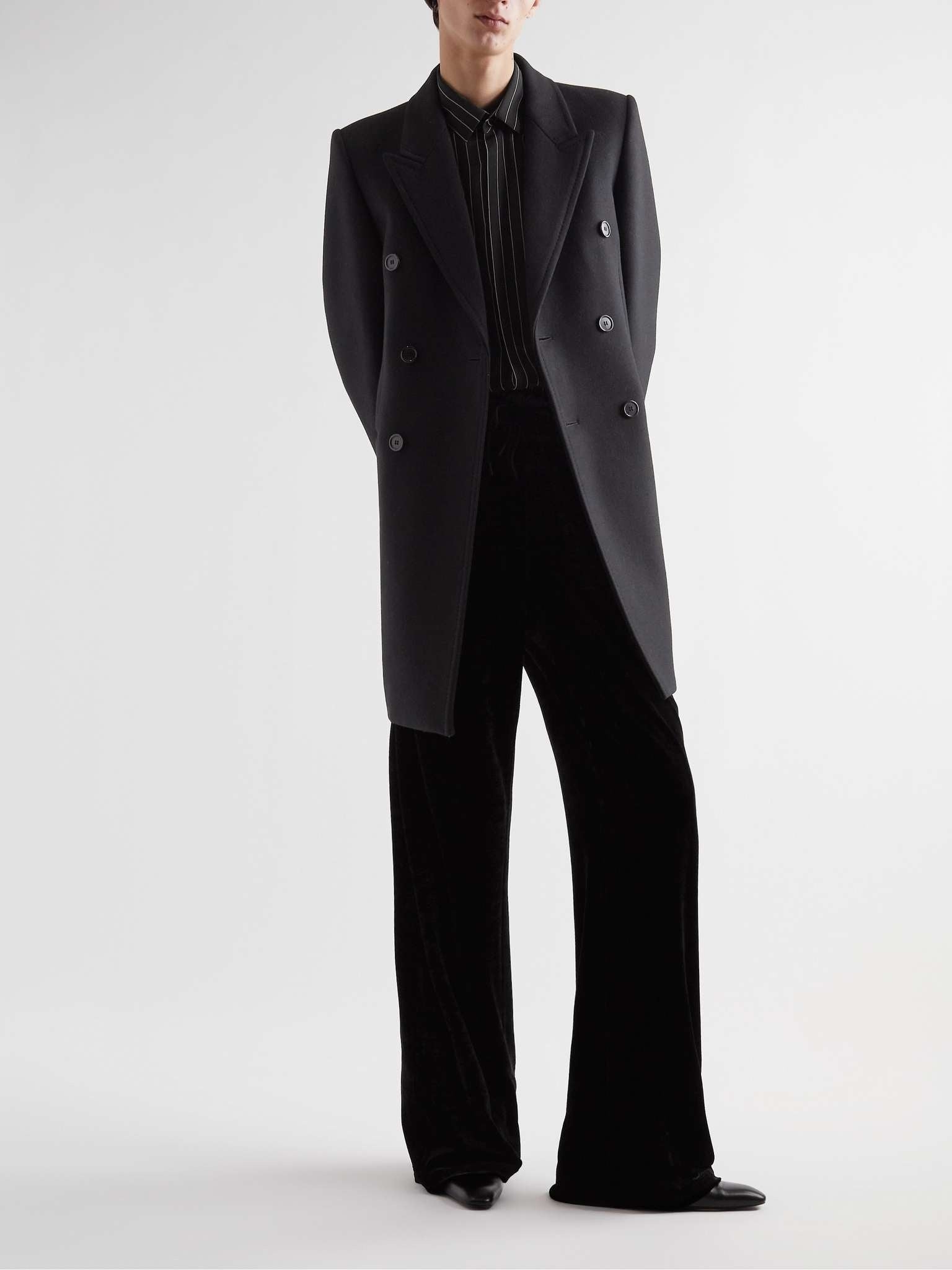 Saint Laurent Double-Breasted Wool Overcoat