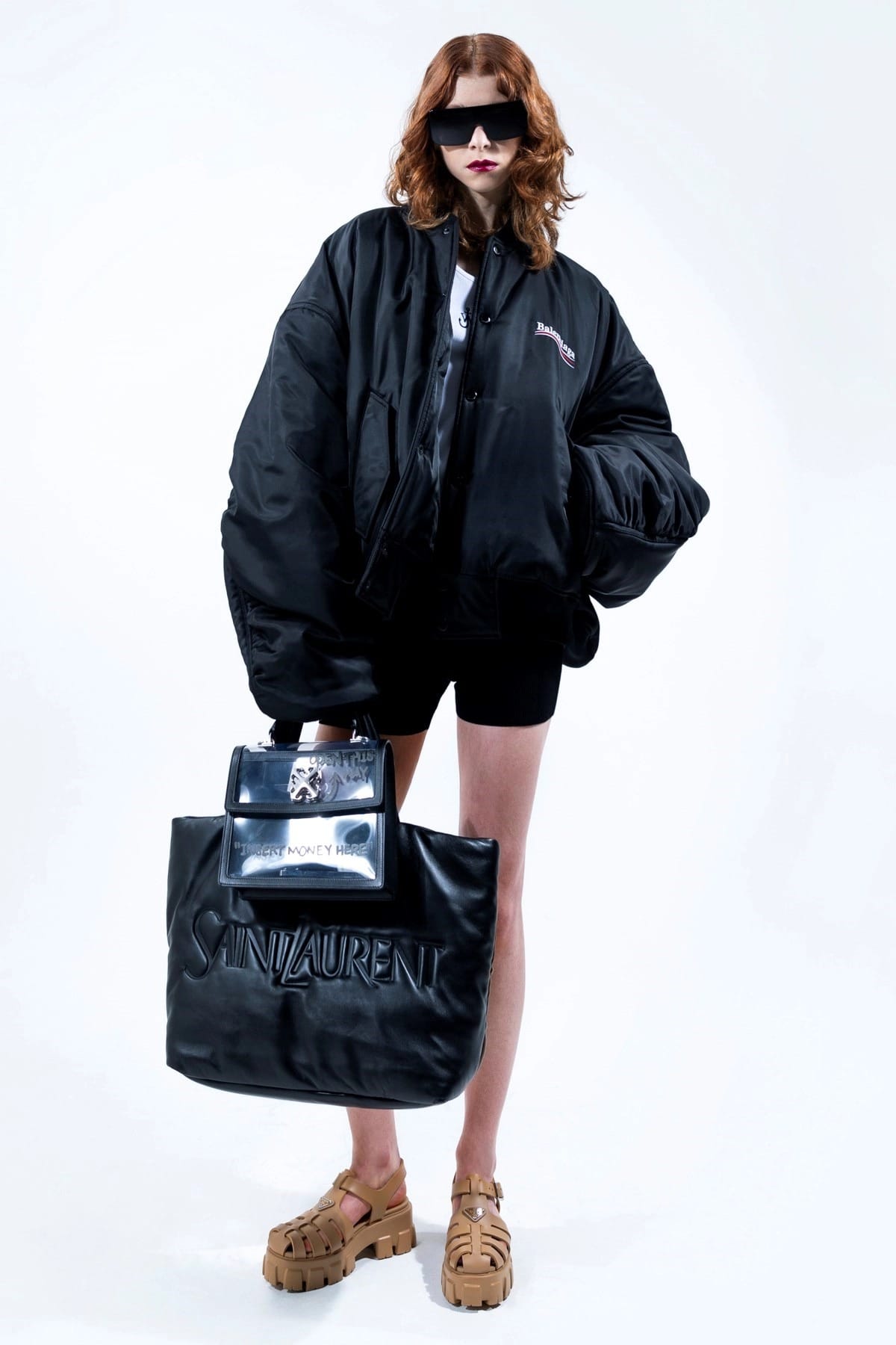 Saint Laurent Saint Laurent Embossed Logo Shopping Bag