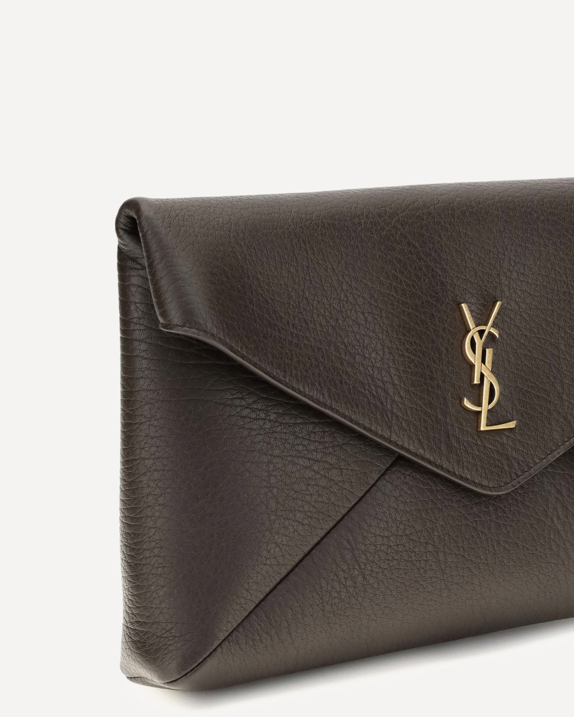 Saint Laurent Envelope Leather Clutch