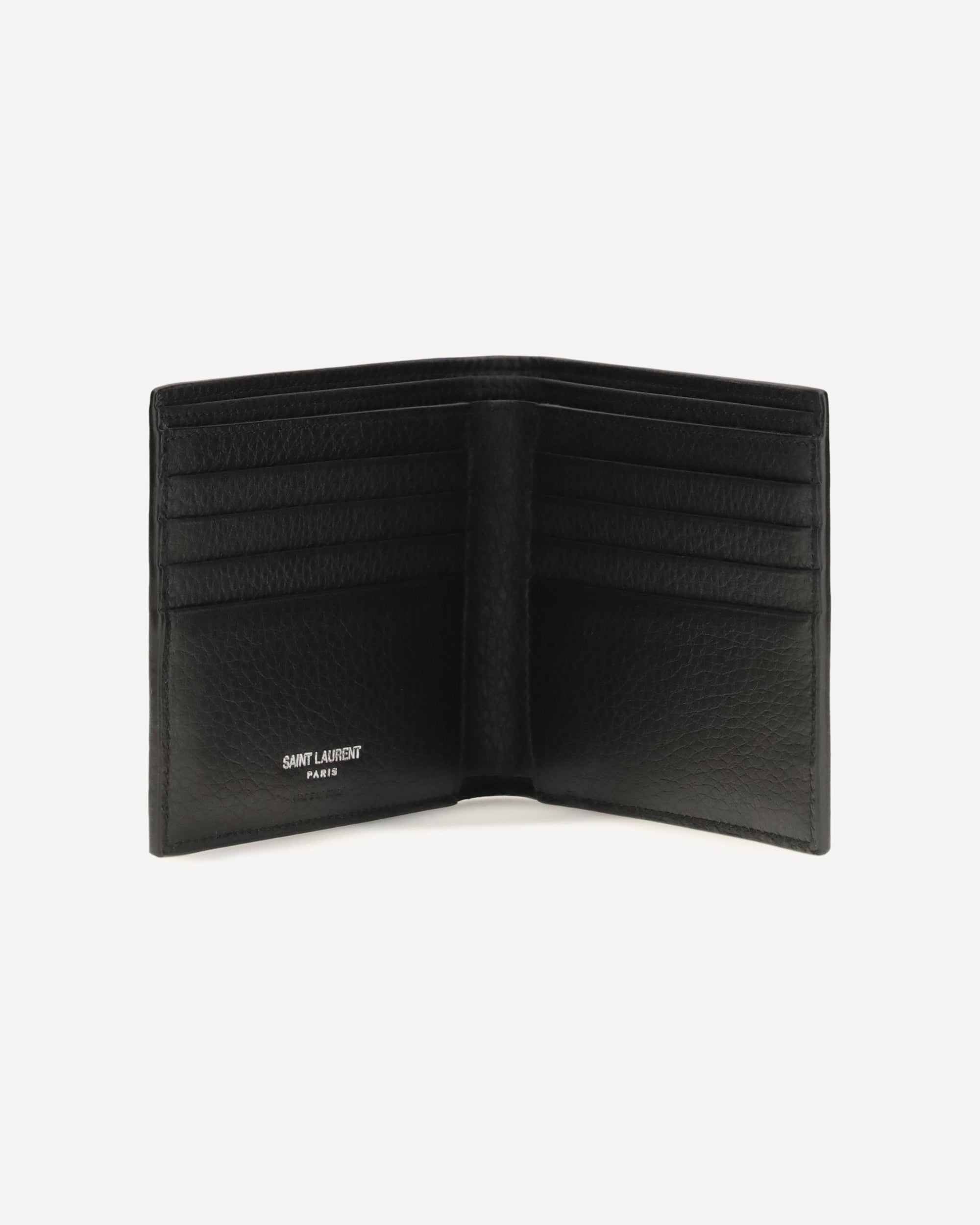 Saint Laurent Grained Leather Wallet With Monogram