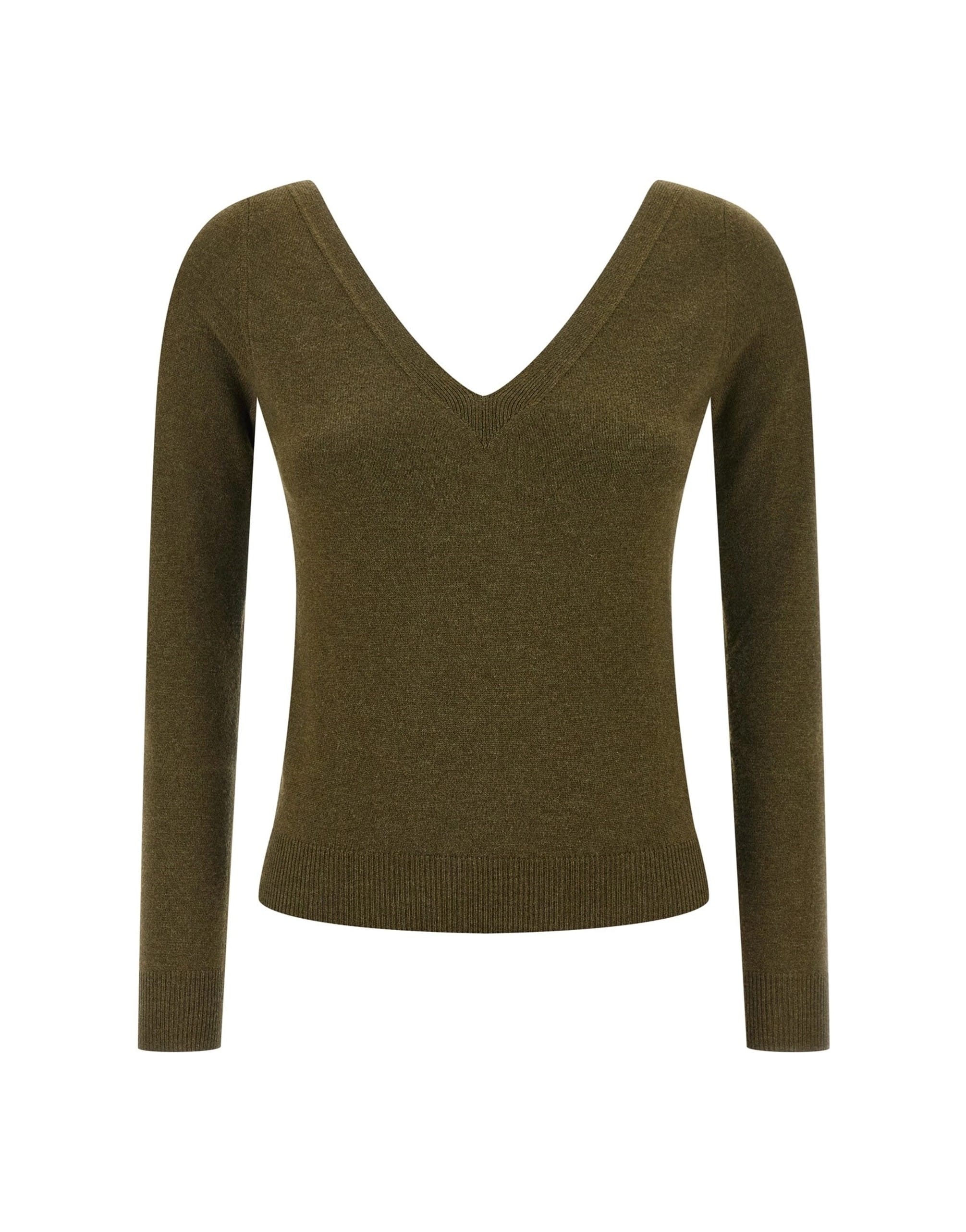 Saint Laurent Saint Laurent Green Cashmere V-Neck Sweater