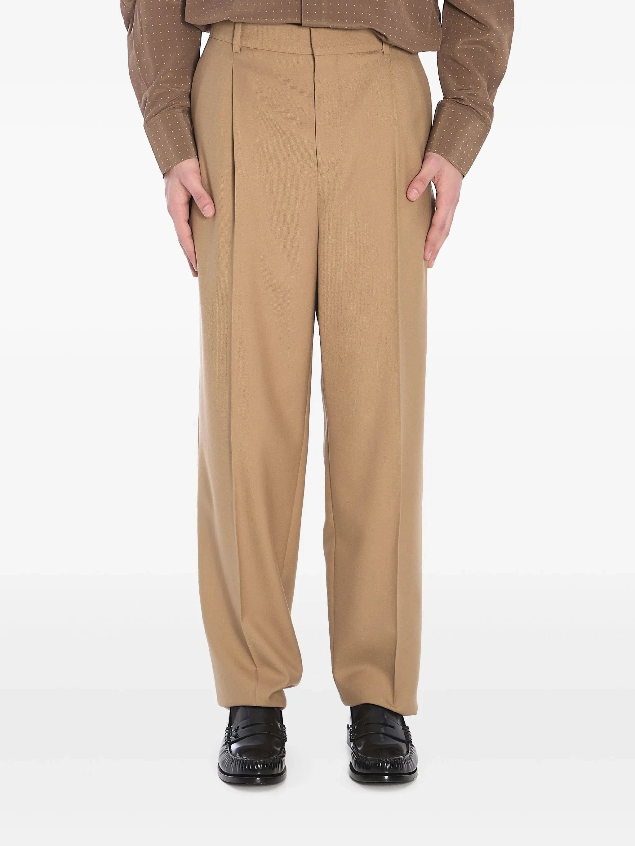 Saint Laurent High-Waisted Gabardine Wool Trousers