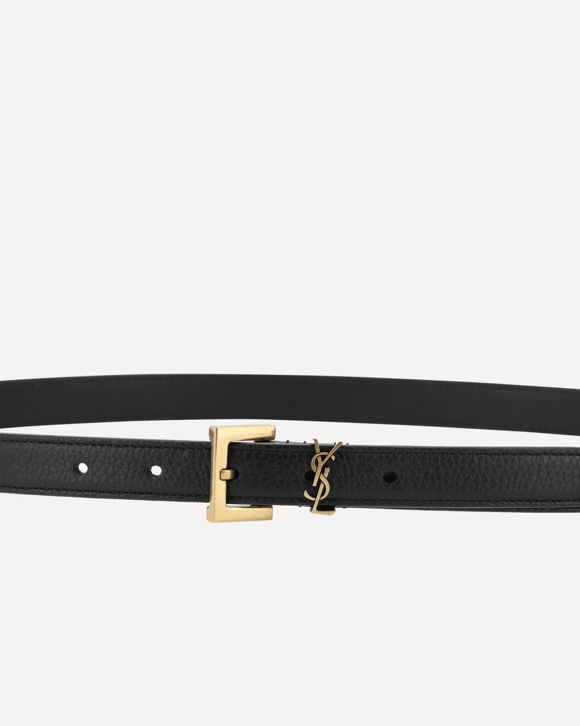 Saint Laurent Leather Belt Ysl Logo Square Buckle | Sendegaro LB