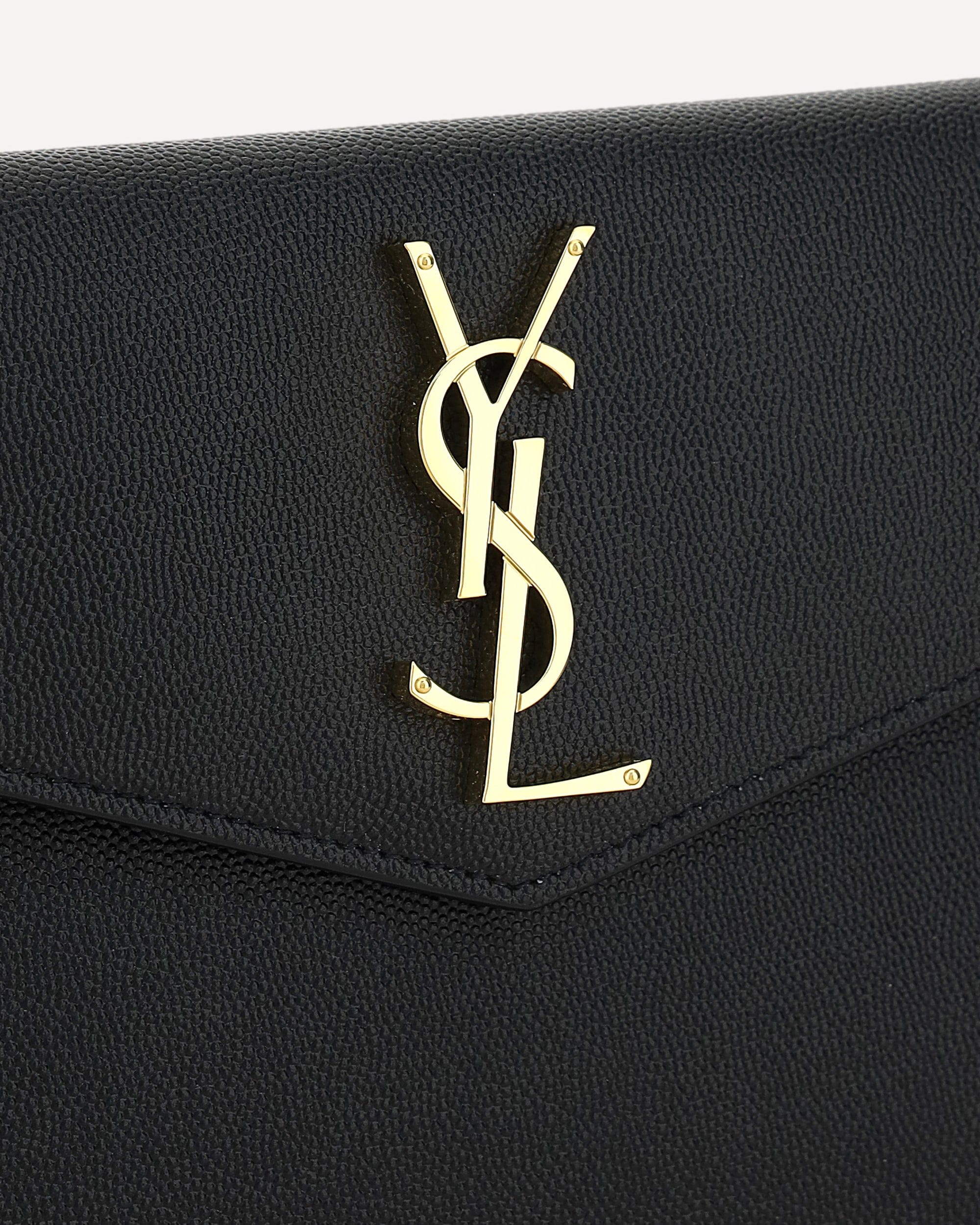Saint Laurent Leather Pochette Magnetic Closure