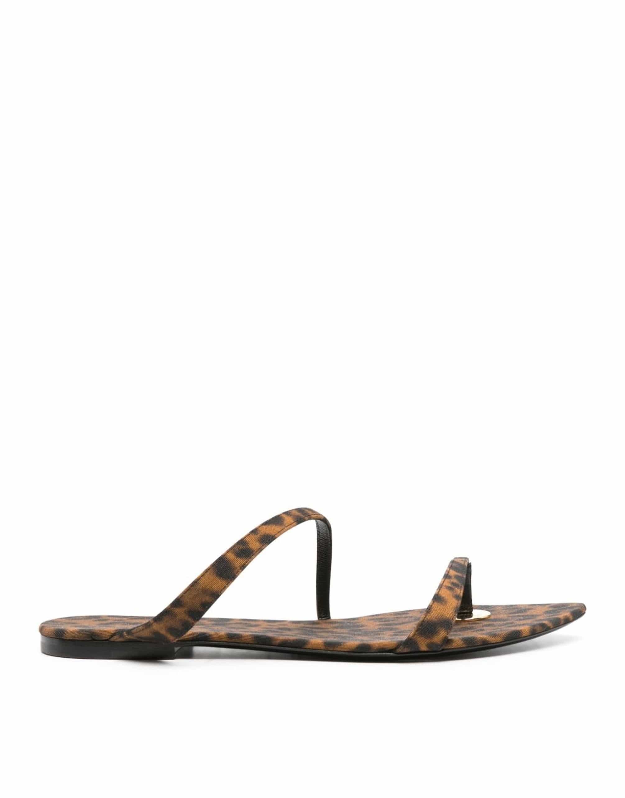 Saint Laurent Leopard Print Flat Thong Sandals