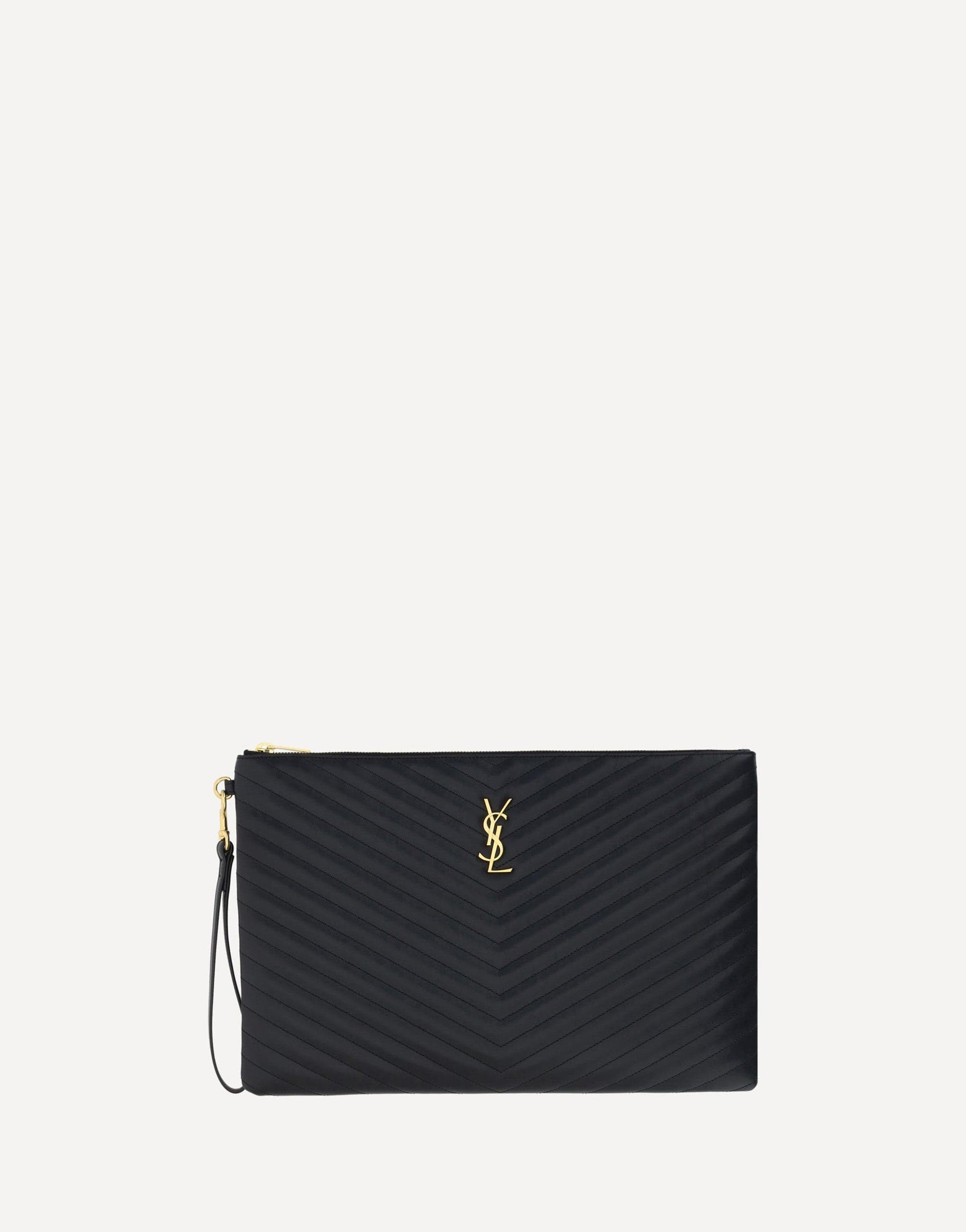 Saint Laurent Matelassé Leather Pouch