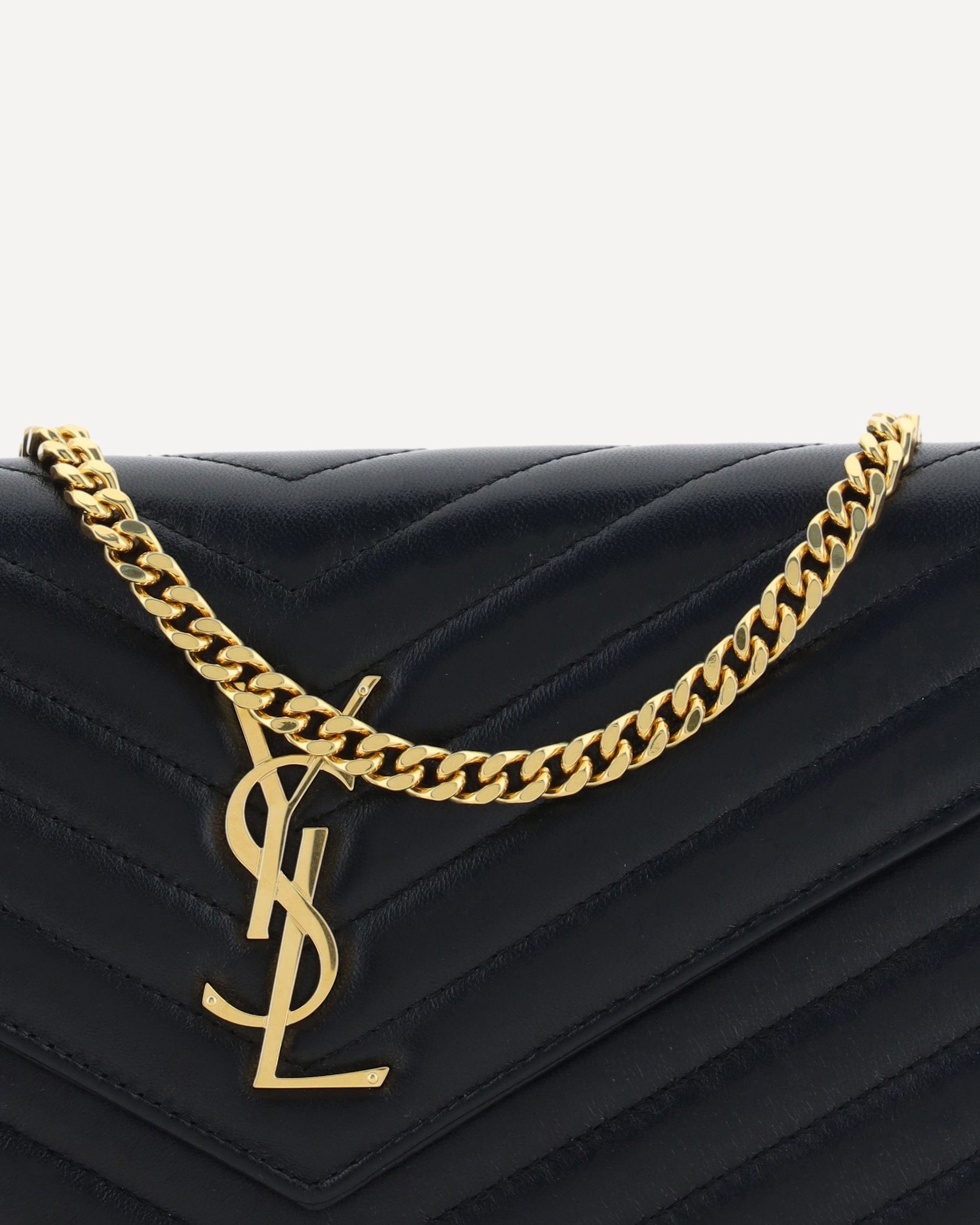 Saint Laurent Monogram Wallet With Gold Logo