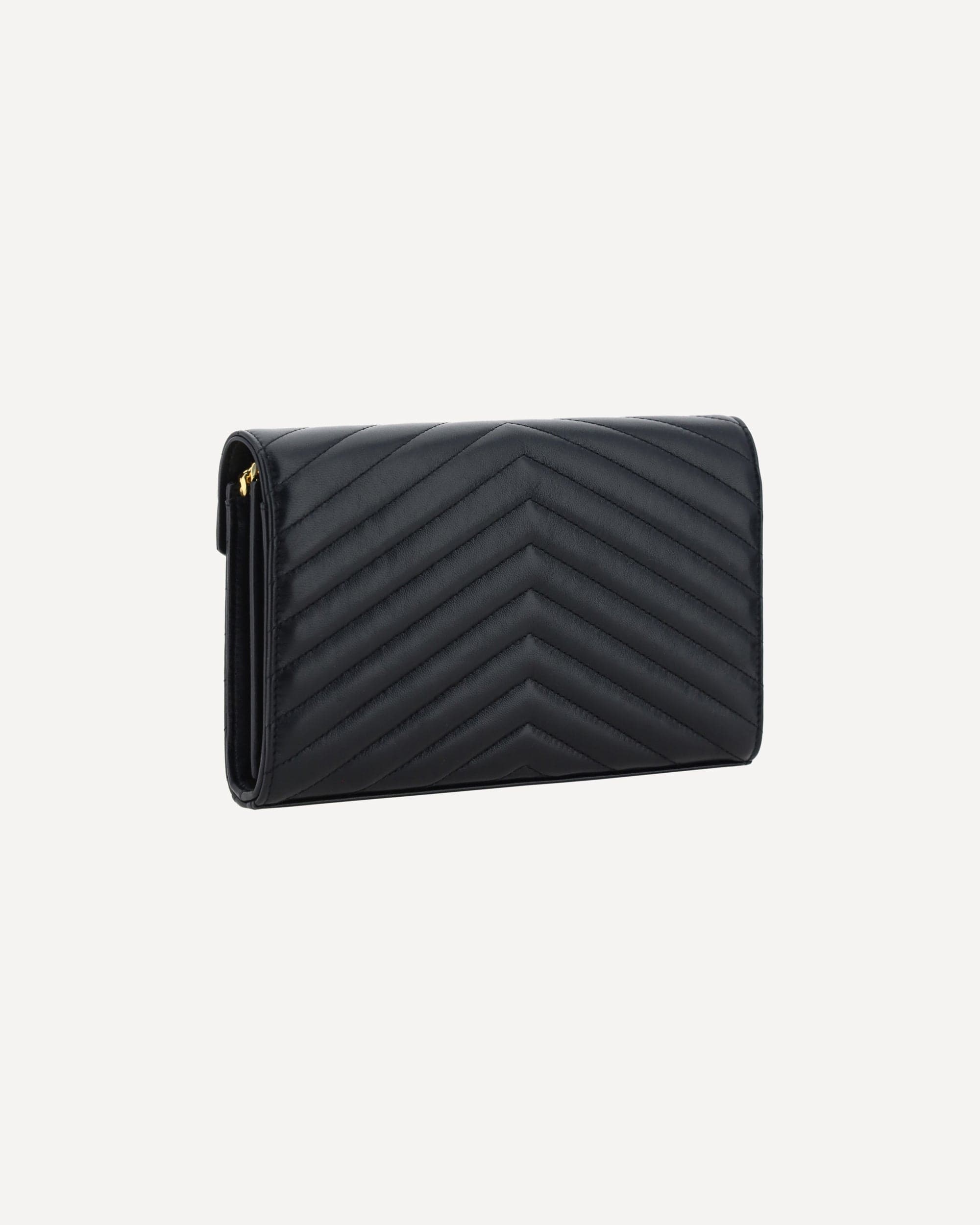 Saint Laurent Monogram Wallet With Gold Logo