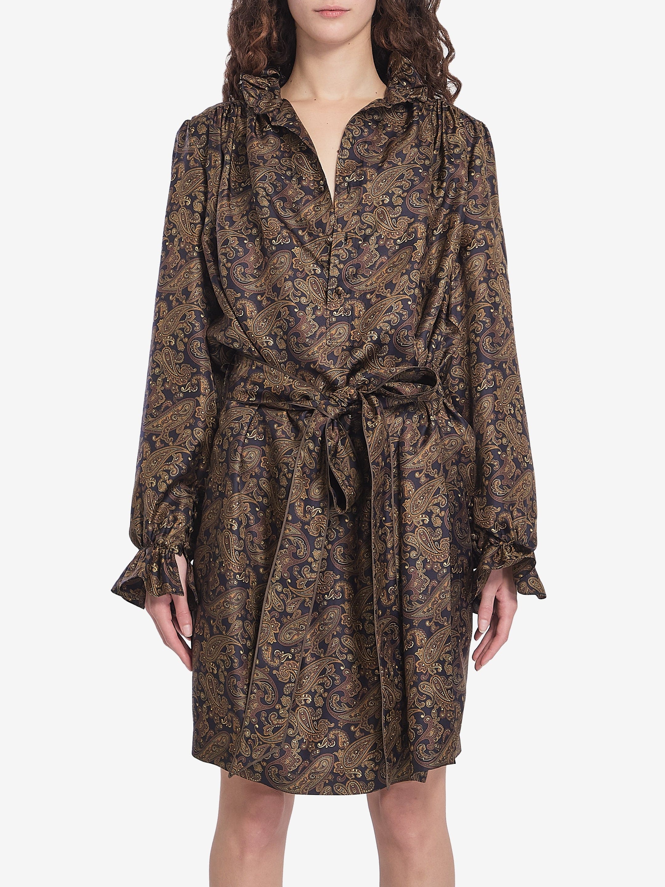Saint Laurent Paisley Lavallière Twill Silk Dress