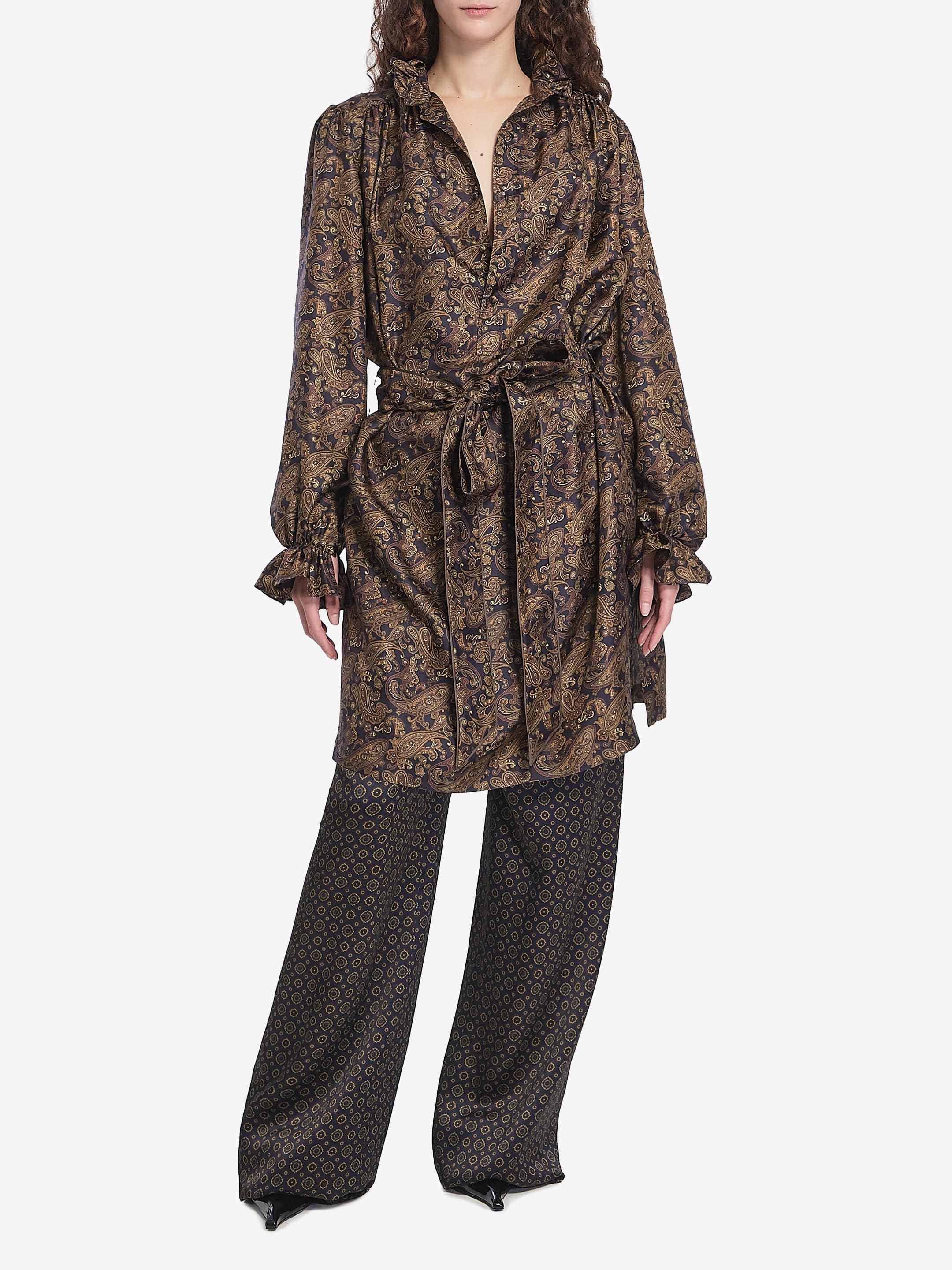 Saint Laurent Paisley Lavallière Twill Silk Dress