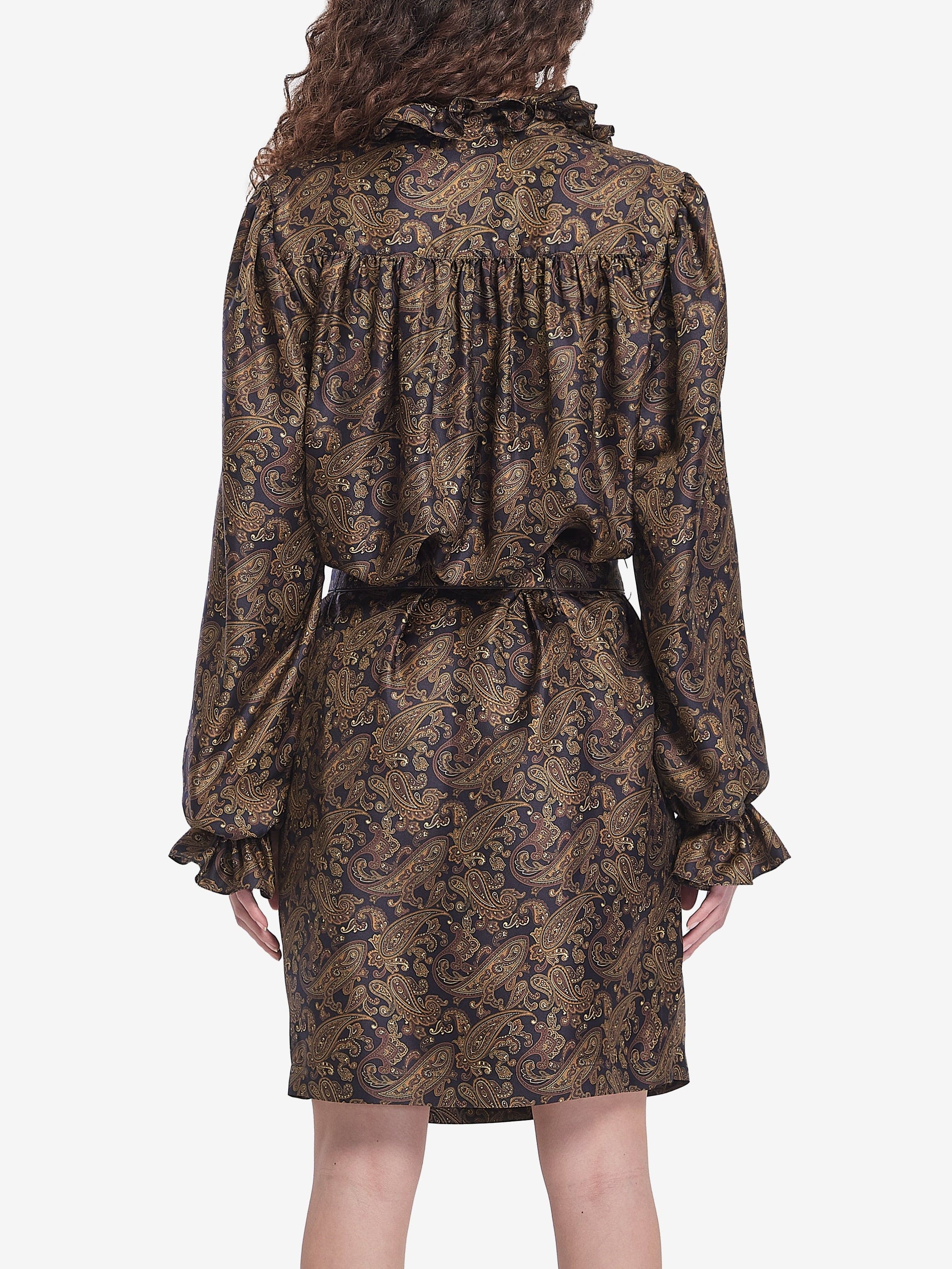 Saint Laurent Paisley Lavallière Twill Silk Dress